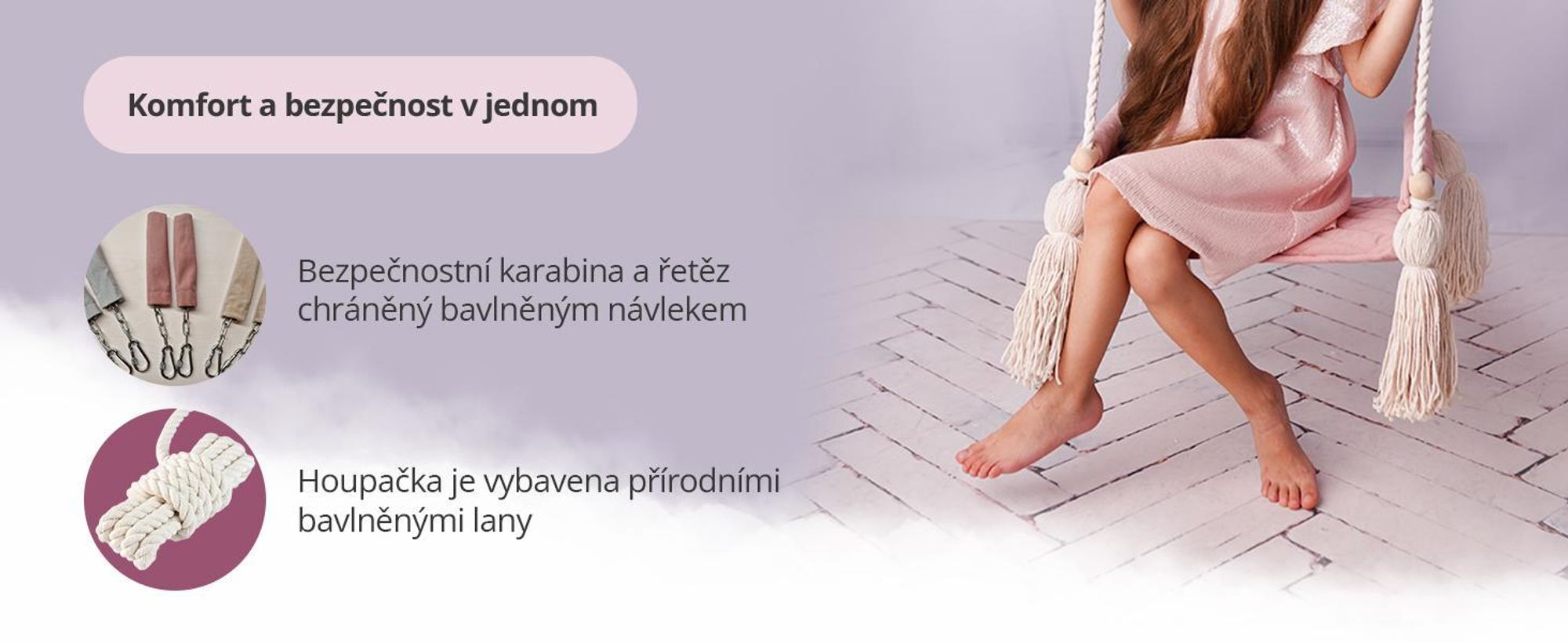 Create For You® - Dřevěná Houpačka Pro Děti S Bavlněným Lanem, Dětská Houpačka, Vnitřní Sedadlo S Měkkým Materiálem, Výškově Nastavitelná, Béžová
