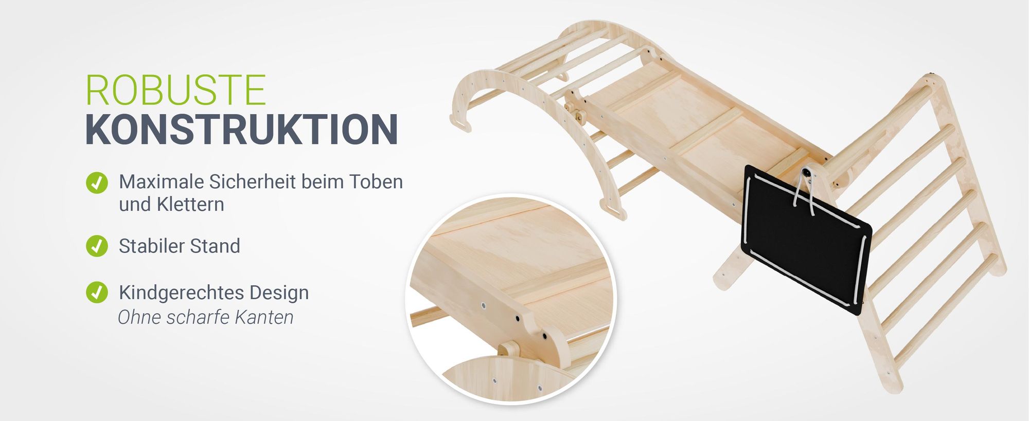 Juskys Kletterdreieck Movario - Indoor Klettergerüst für Kinder, Kletterdreieck und Kletterbogen, mit Rutsche - Klein