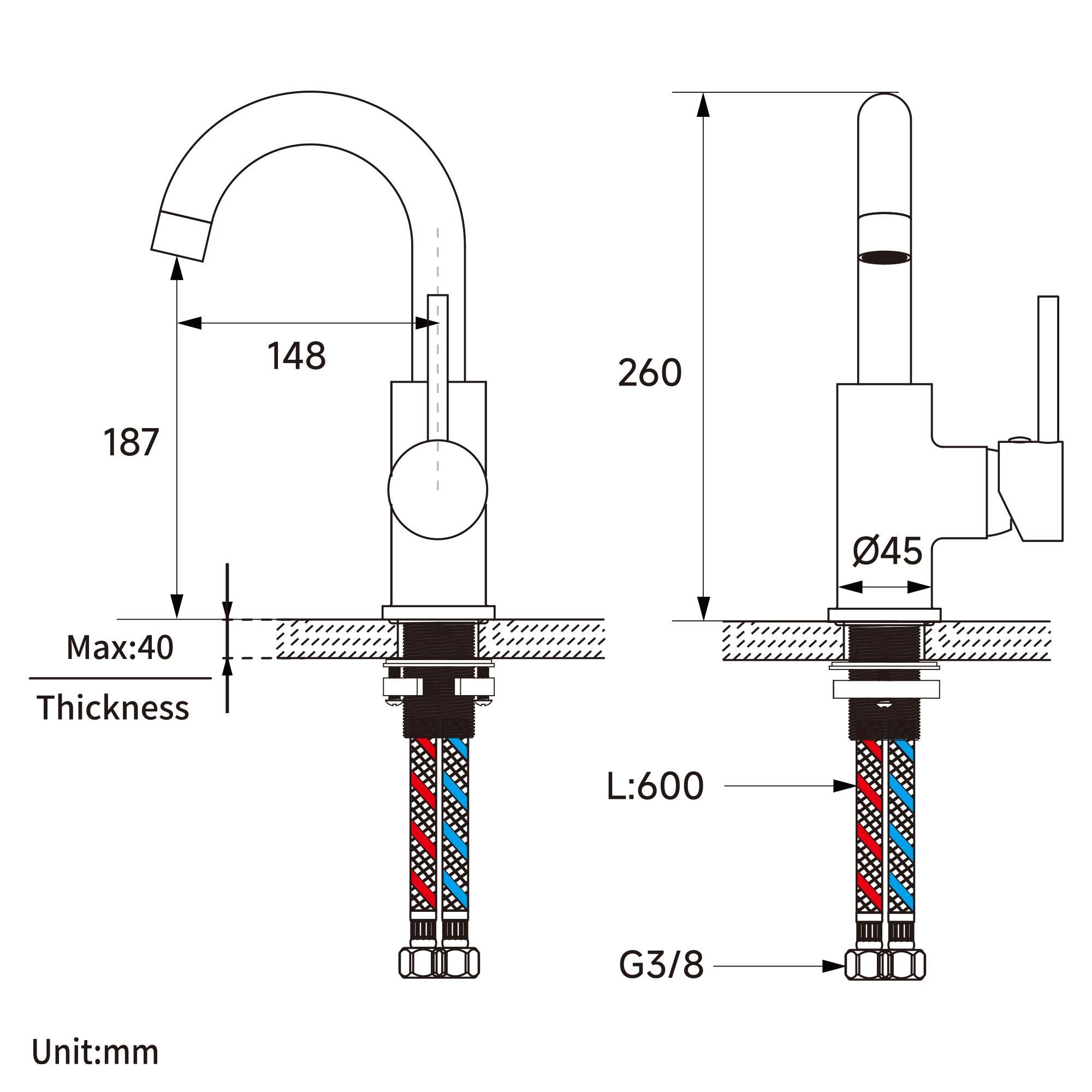 Waschbeckenarmatur 360° Drehbar Messing Chrom, Bleifrei Kalt Warm Waschtischarmatur, Auralum MAX, Badarmatur Wasserhahn Bad, Waschtischarmatur Silber