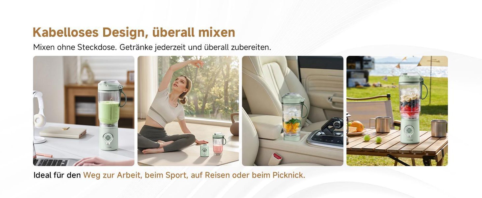 Dreame PB10 PortFresh Tragbarer Mixer,abnehmbares Motorgehäuse,Schnellladefunktion,880ml BPA-freier Mixbecher,500ml,5 Funktionen,Selbstreinigung,Grün