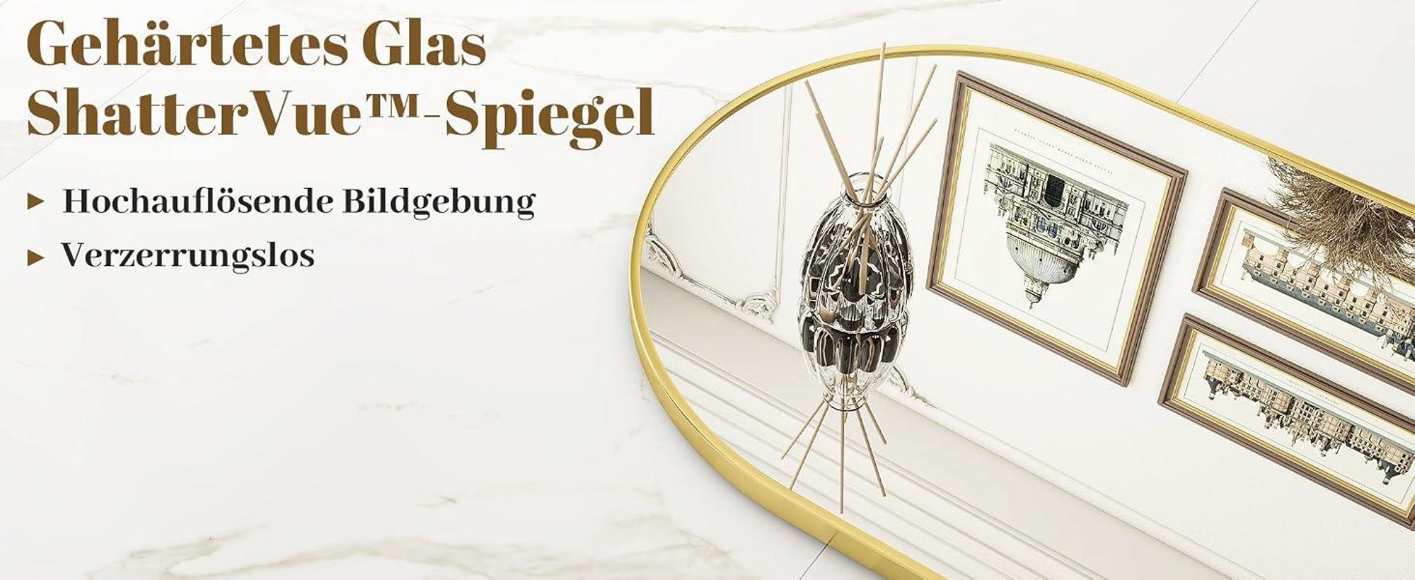 Koonmi Wandspiegel 51×76cm mit Aluminiumrahmen,dekorativer HD Wandspiegel Schminkspiegel für Badzimmer, unbrechbarer Spiegel Schwarz