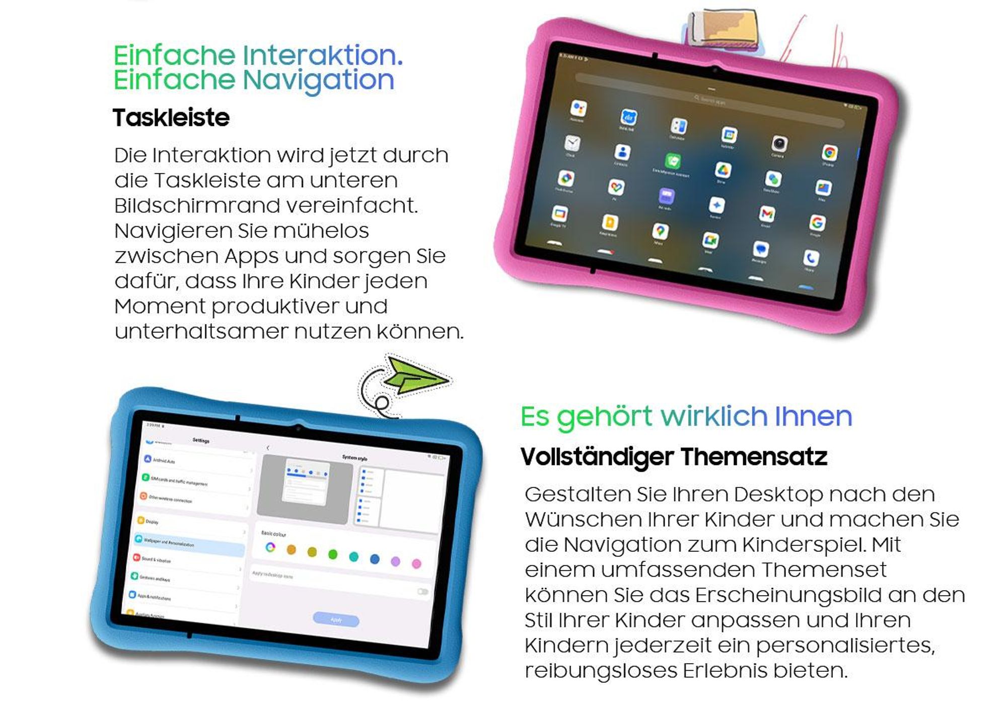 Blackview Pad 60 Kids, Kinder Tablet, 10,1", 12GB+128GB, Android 15, Elternkontrolle, Kinder-Modus, HD-Streaming, WiFi 6, mit stoßfester Schutzhülle