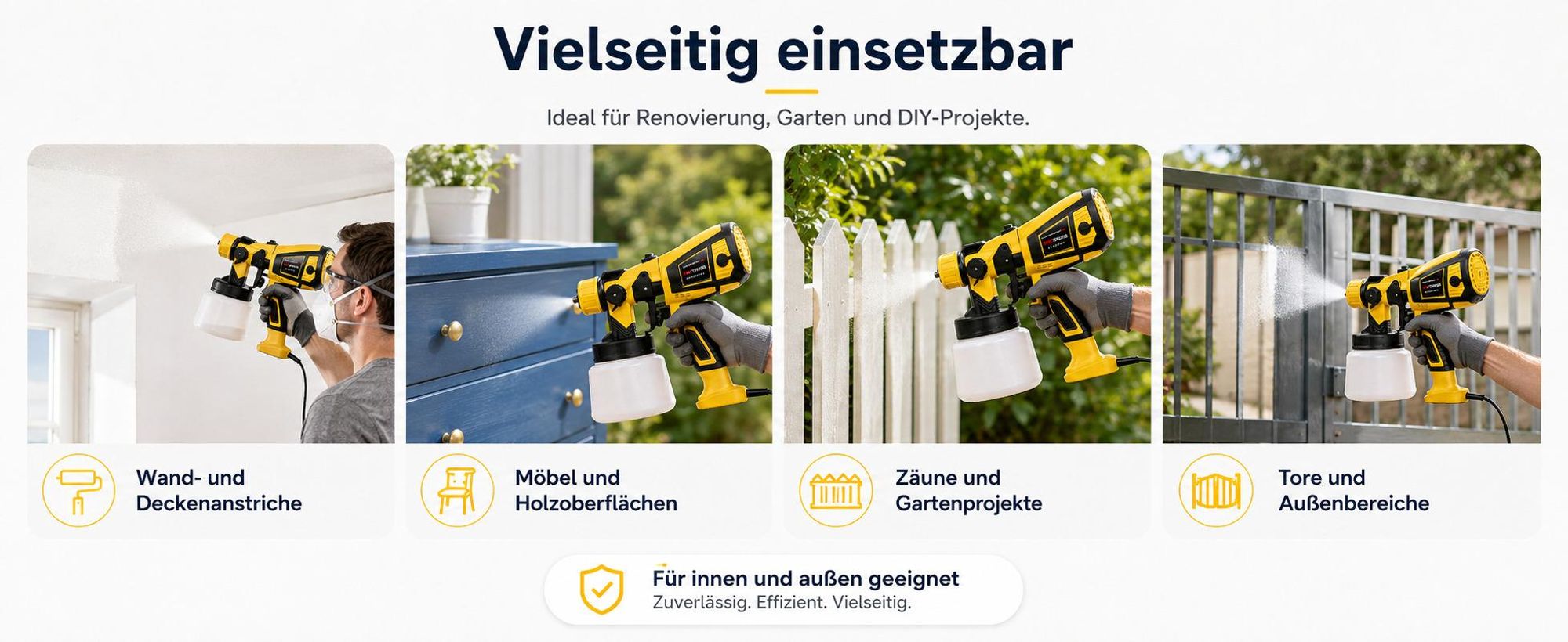 Farbsprühsystem Elektrisch Lackierpistole Farbsprühgerät 700W 1,4L 5 Kupferdüsen 3 Muster