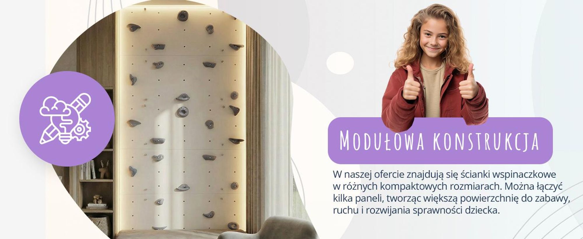 Create for you® – Ścianka Wspinaczkowa, 100x50 cm, 5 Szarych Chwytów kamieni, Domowa Wspinaczka, Sprzęt Fitness do Domu, Zabawa Ruchowa dla Dzieci