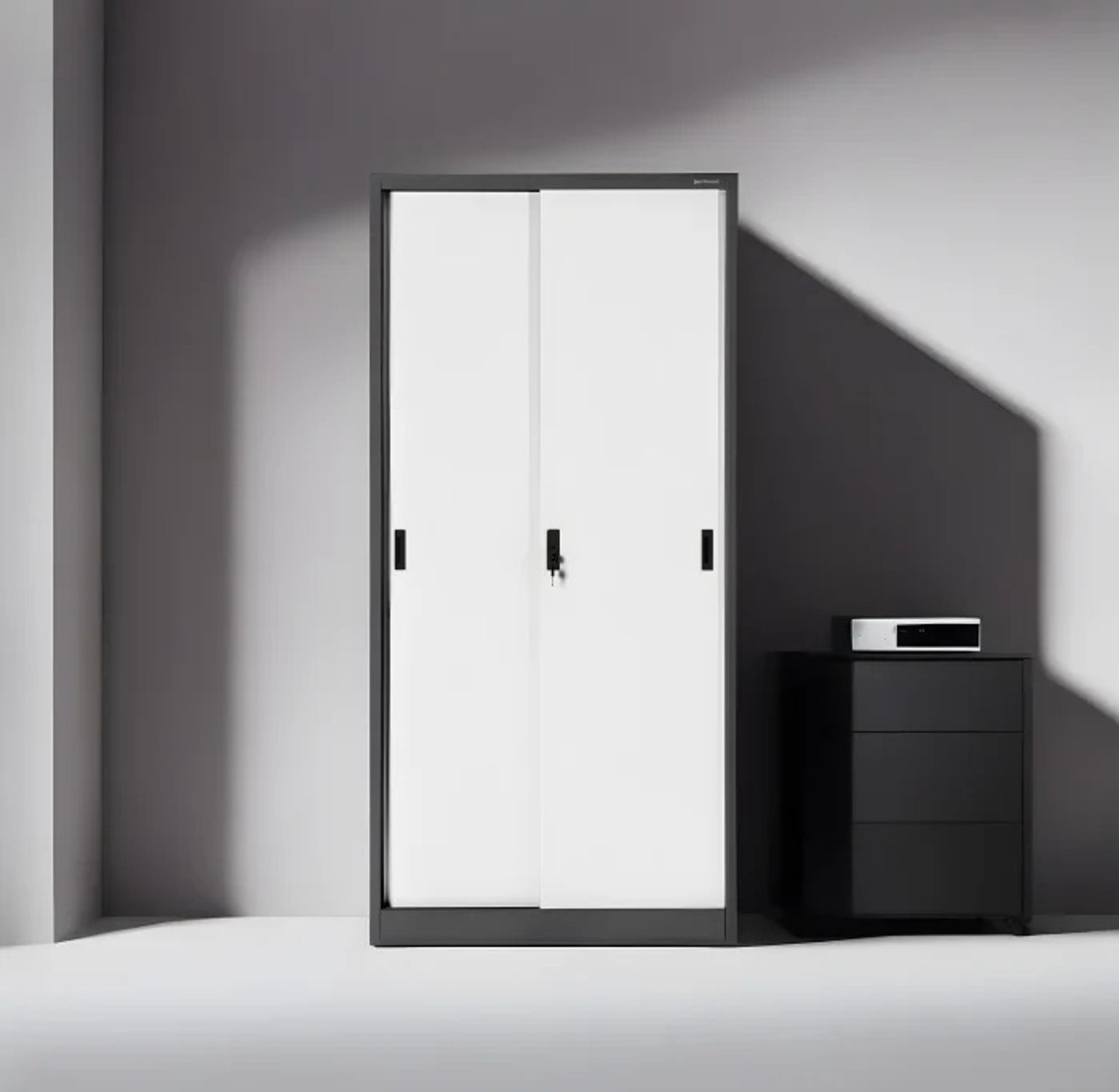 Aktenschrank Büroschrank Stahlschrank anthrazit-weiß  185x90x40