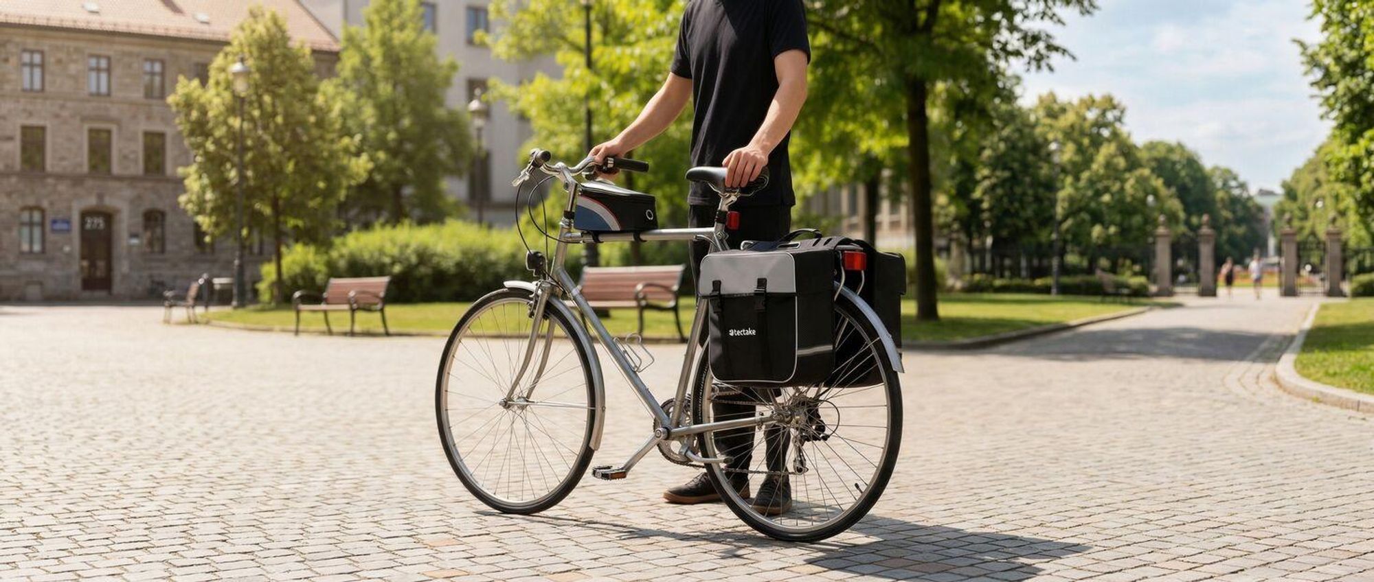 Set Fahrradtasche Georg und Fahrradrahmentasche große Fahrradtasche mit 2 Fächern wasserabweisend und robust