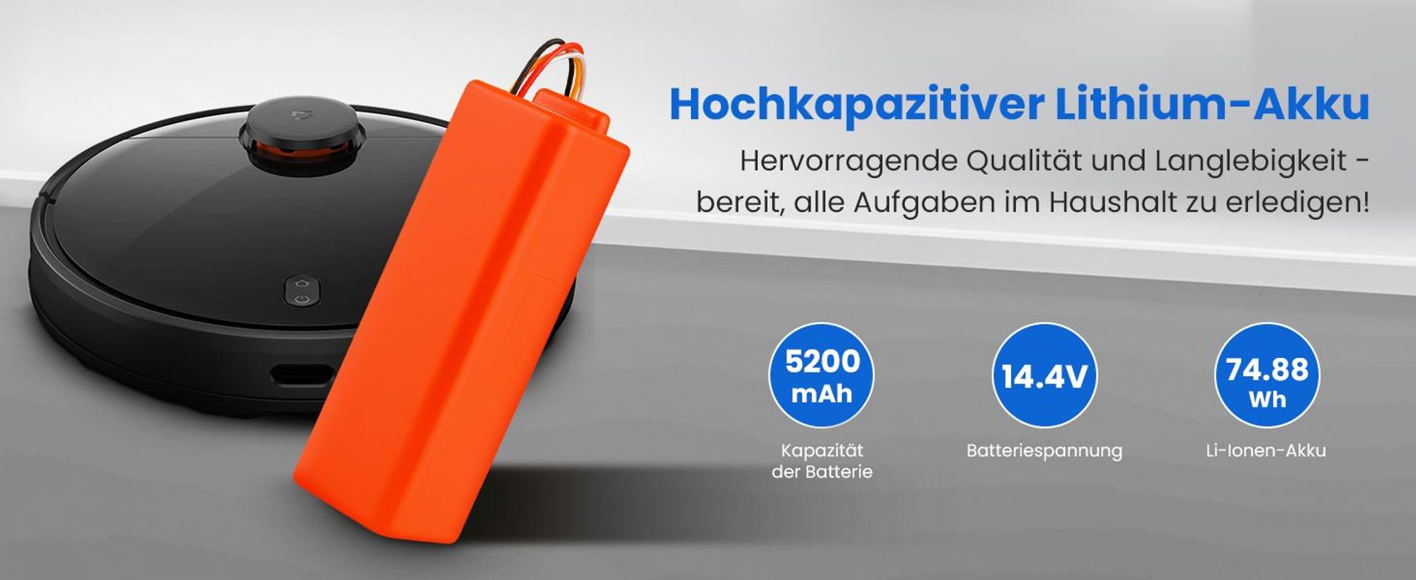 Extralink Ersatzakku für Xiaomi Mop P, Mop Pro, Pro 2, MJSTS1, 14,4V 5200mAh Li-Ion