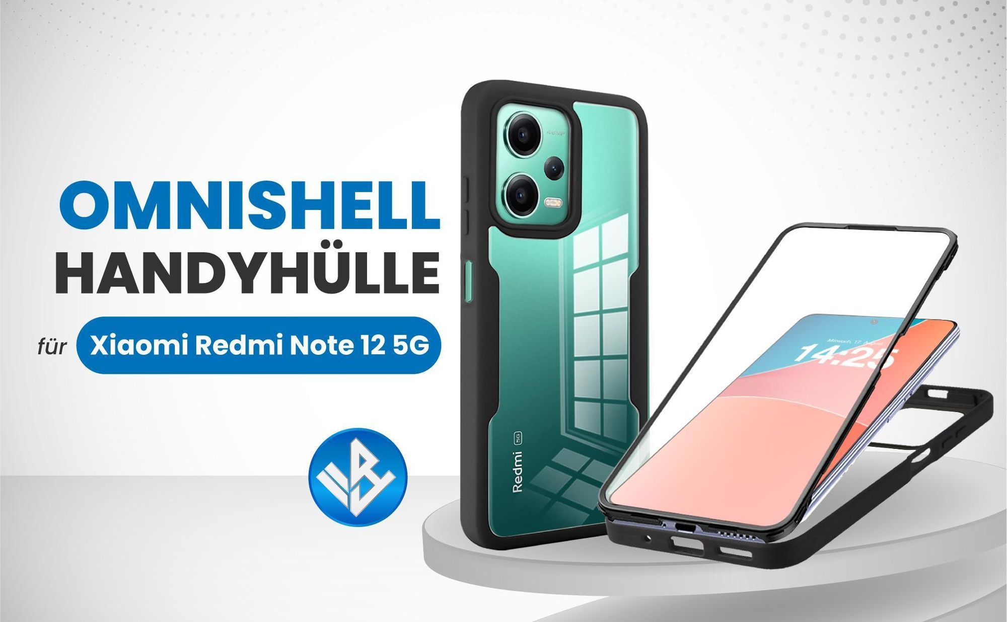 Schwarze 360 Grad Hülle für Xiaomi Redmi Note 12 5G mit Kameraschutz