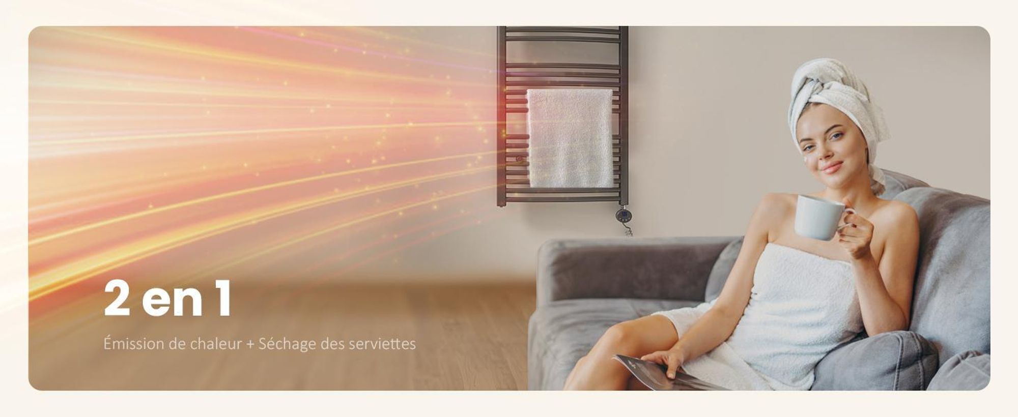EMKE Sèche-serviettes électrique 75 x 50 cm 300 W anthracite courbé Radiateur de salle de bain classique électrique Thermostat Radiateur sèche-serviettes