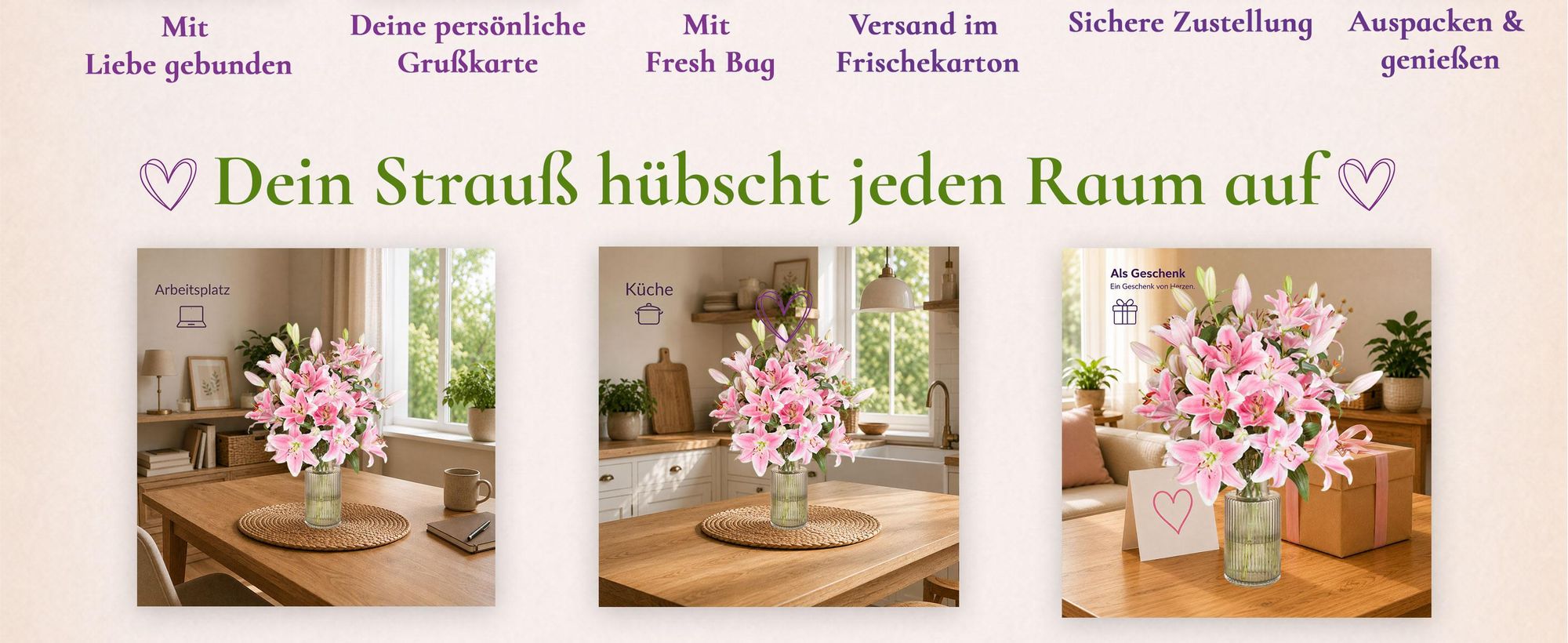 Blumenstrauß Pinke Lilien | Geschenk - frische Blumen | Blumenversand von BLOOMY DAYS