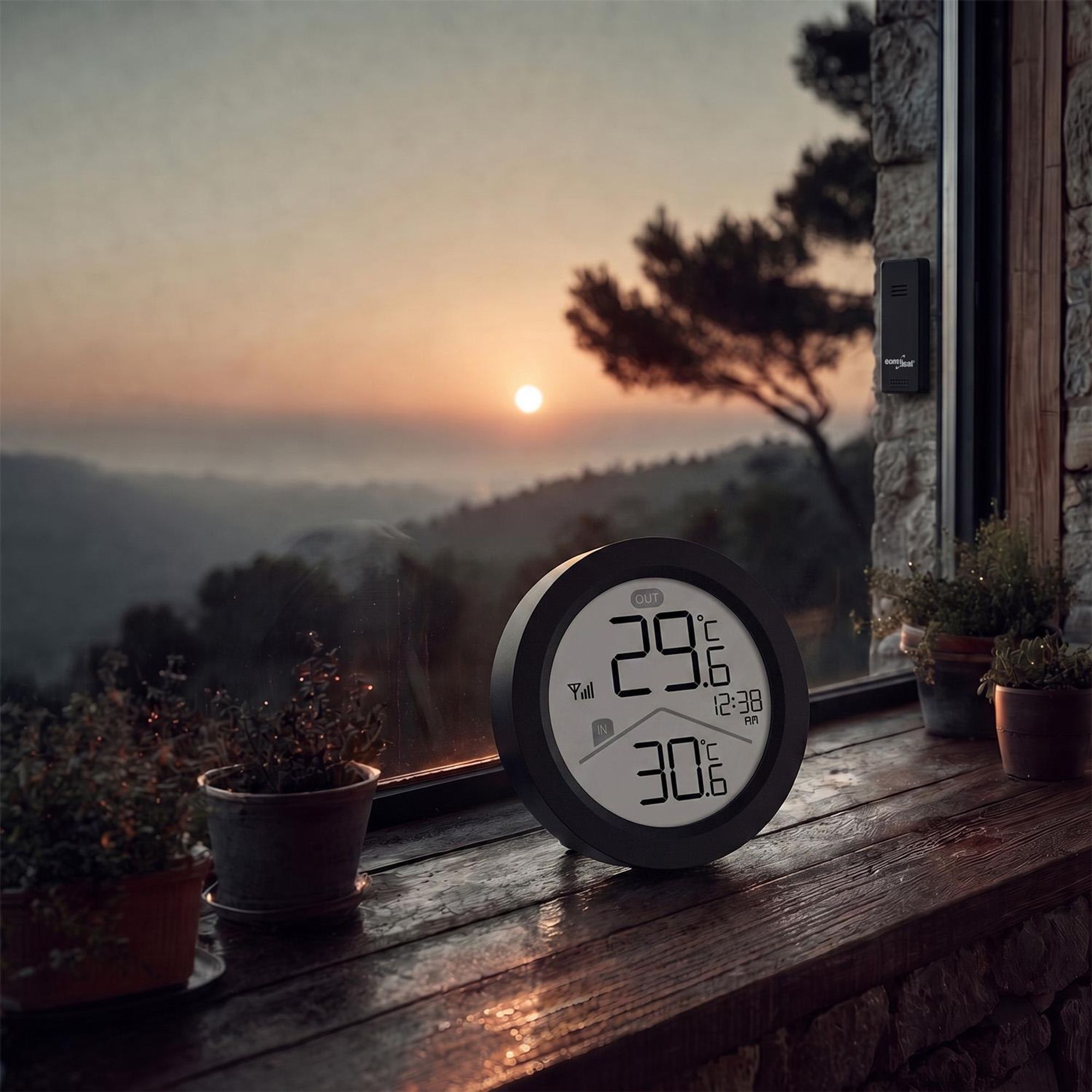 GreenBlue Funk-Wetterstation Innen-/Außentemperatur Uhr wahlweise °C / °F Reichweite bis zu 60 m schwarz GB162 B