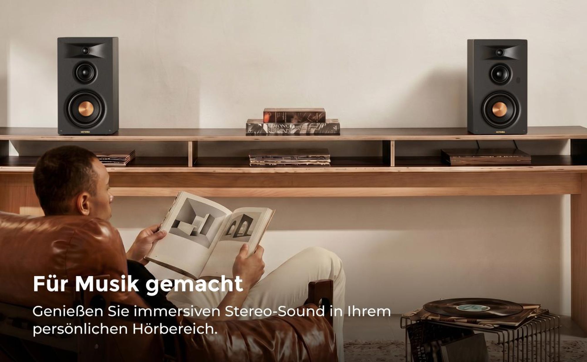 ULTIMEA BS-3 Aktivlautsprecher 3-Wege Regallautsprecher mit 5,25" Tieftöner, Bluetooth 6.0, HDMI ARC/Optisch/USB, Auracast, App-Steuerung, 70W RMS