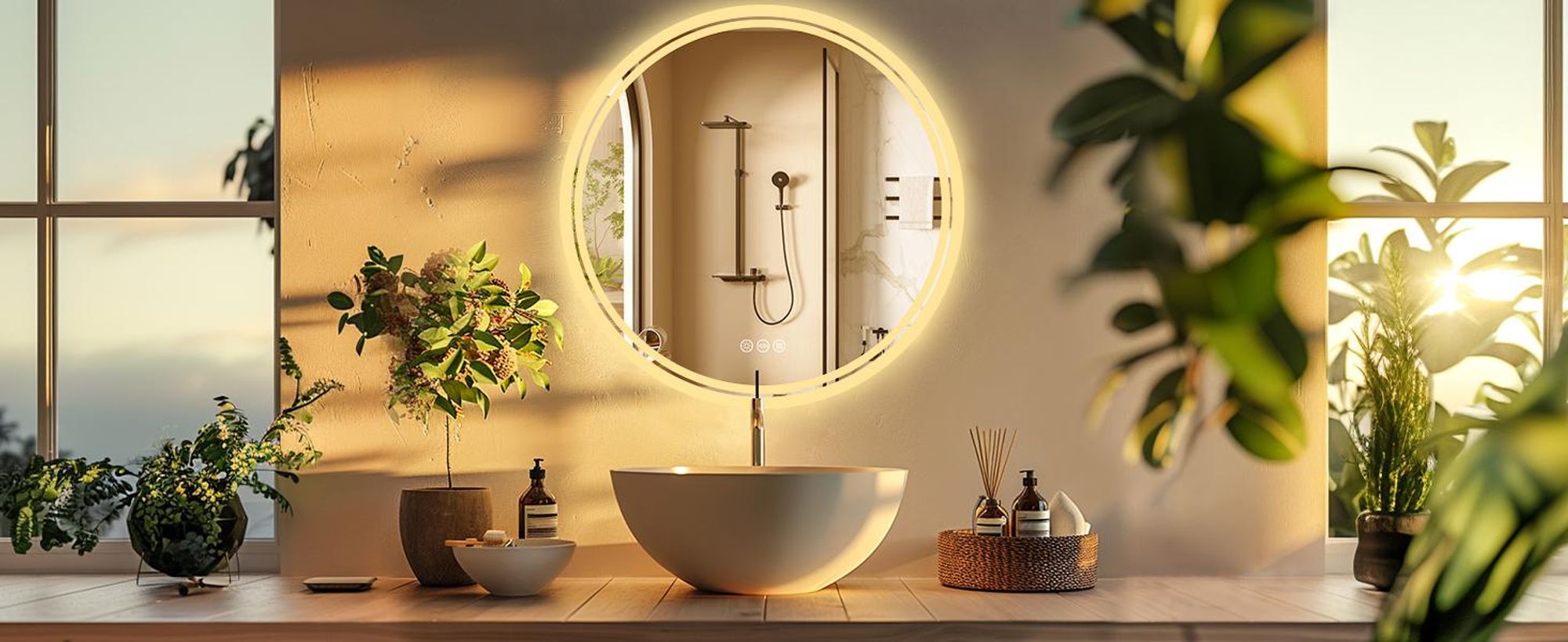 WISFOR LED Badspiegel 80cm Rund – Stilvolles Design & Perfektes Licht für Ihr Badezimmer