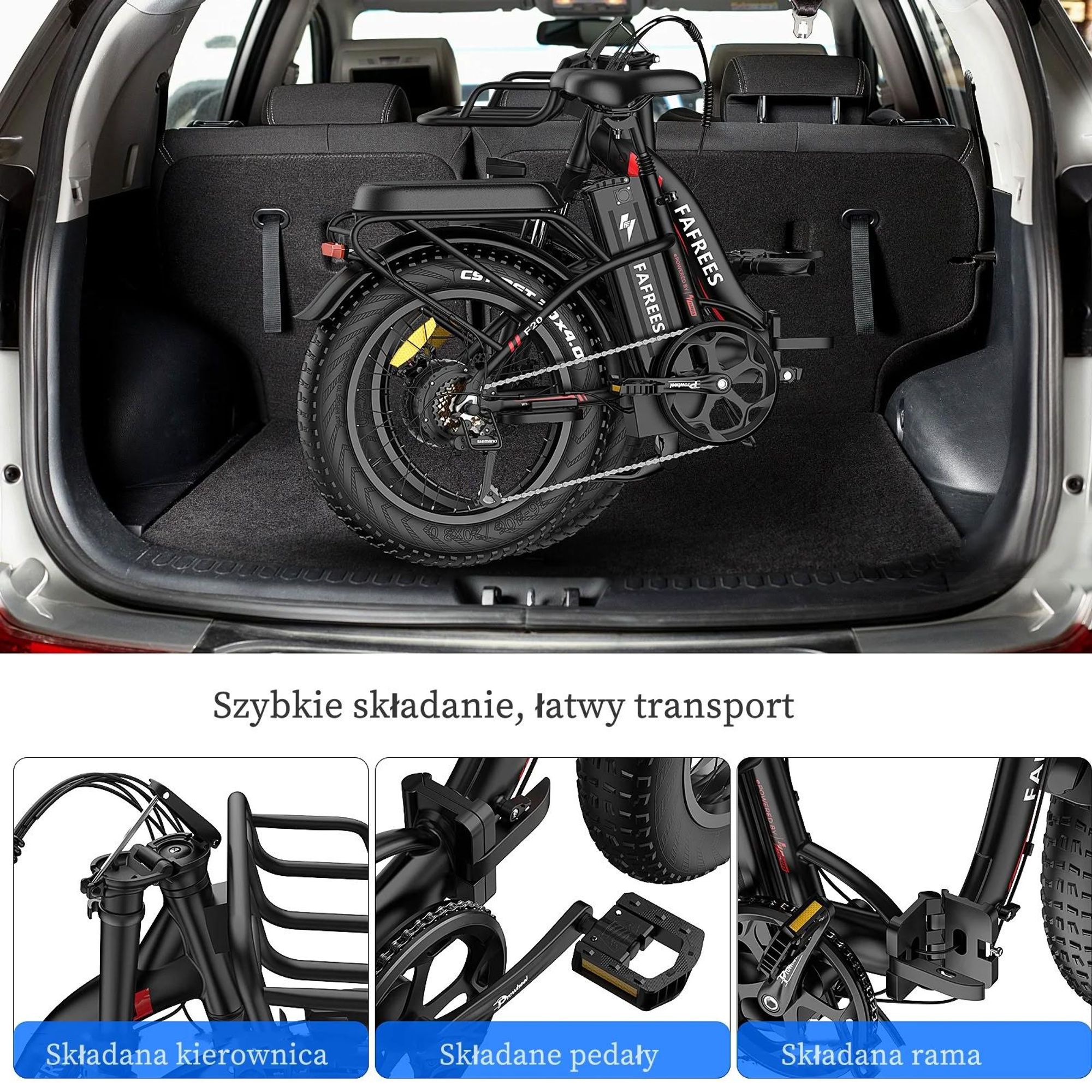Electric Bike FAFREES F20 Max - Bateria 48V30AH Opona 20" Hamulec tarczowy mechaniczny - Czarny