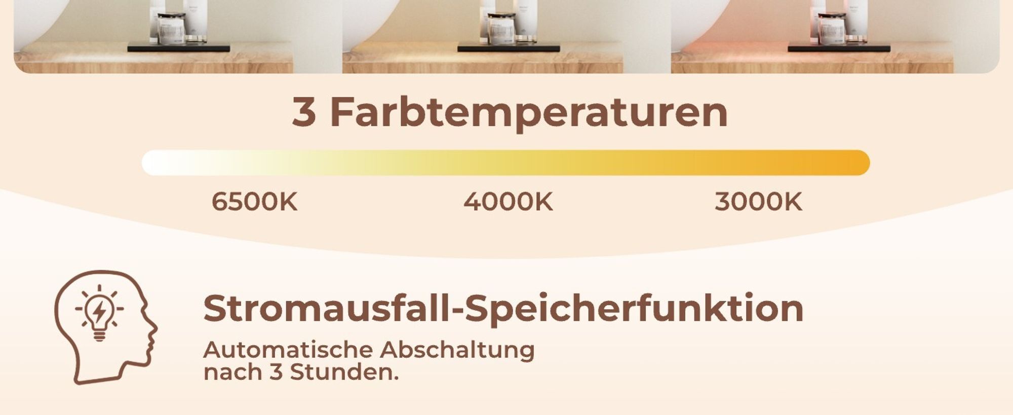 EMKE LED Badspiegel 80x60cm mit Beleuchtung 3 Lichtfarbe kalt Neutral Warmweiß Lichtspiegel Badezimmerspiegel Touchschalter Beschlagfrei