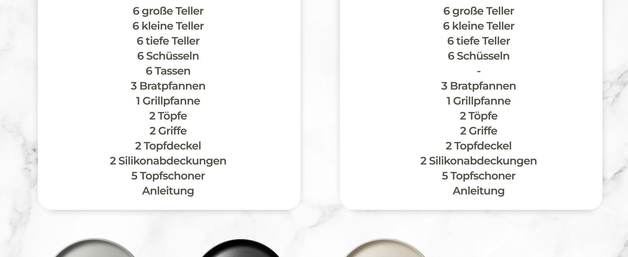 Küchenstarterset Una/Parma Geschirrset aus Steingut, mit Glasur inklusive Topfschonern und anklemmbaren Griffen