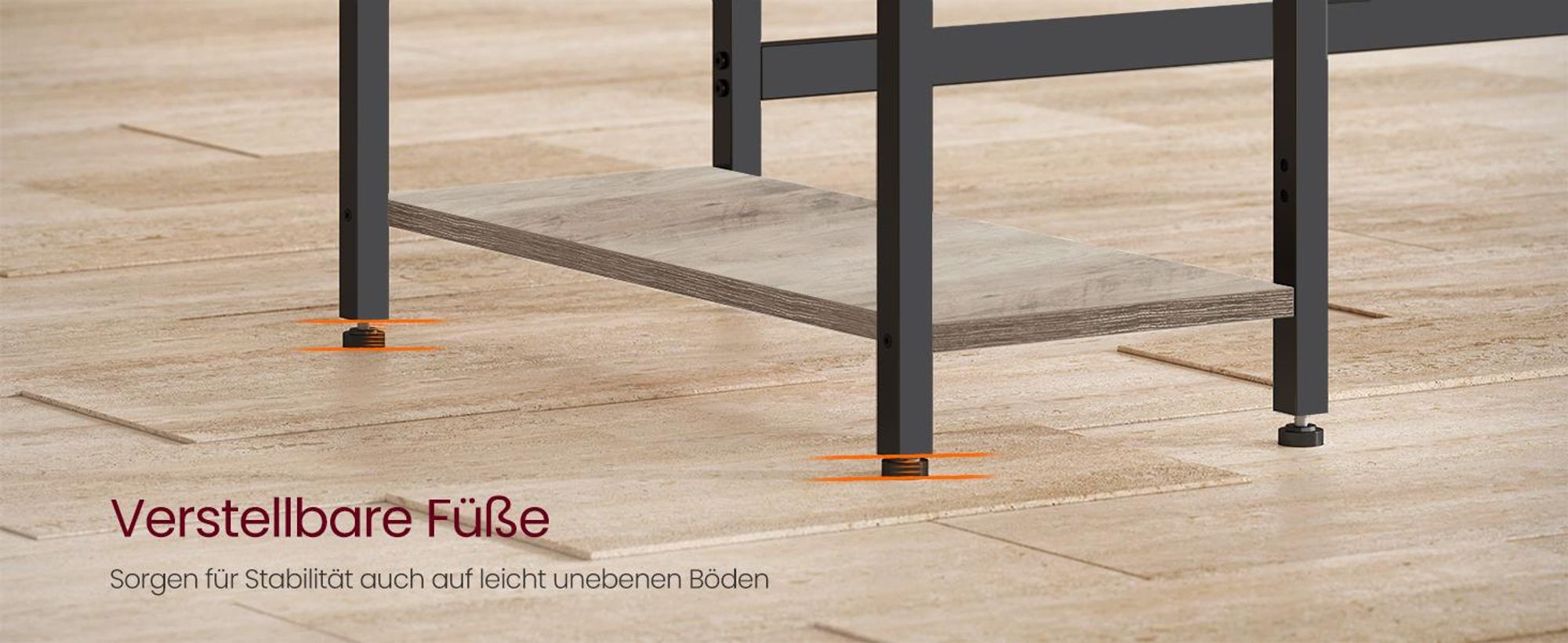VASAGLE Computertisch Schreibtisch mit 2 Regale 120 x 75 x 60 cm Greige