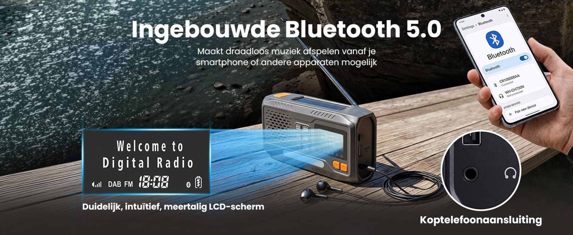 Extralink Noodradio DAB/FM, Solar, Dynamo, 4500 mAh, Bluetooth en SOS