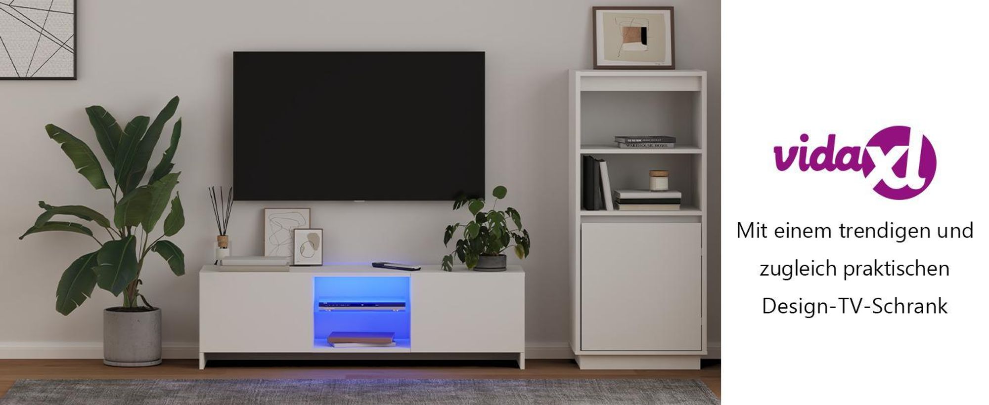 vidaXL TV-Schrank mit LED-Leuchten Weiß 120x30x36 cm