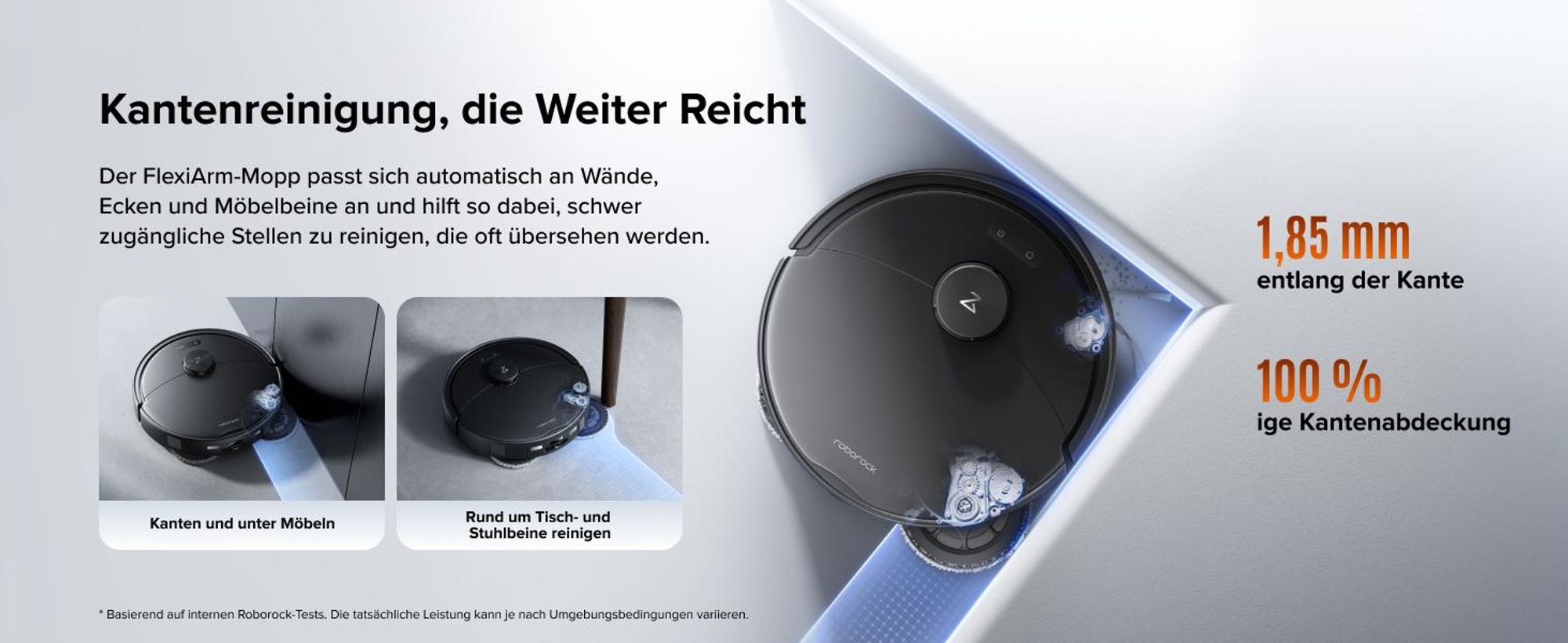 roborock Qrevo 2 Pro Set Saugroboter, 25.000 Pa Saugkraft, Anti-Tangle-System, 75°C Heißwasser-Moppwäsche, FlexiArm-Kantenwischsystem, Schwarz