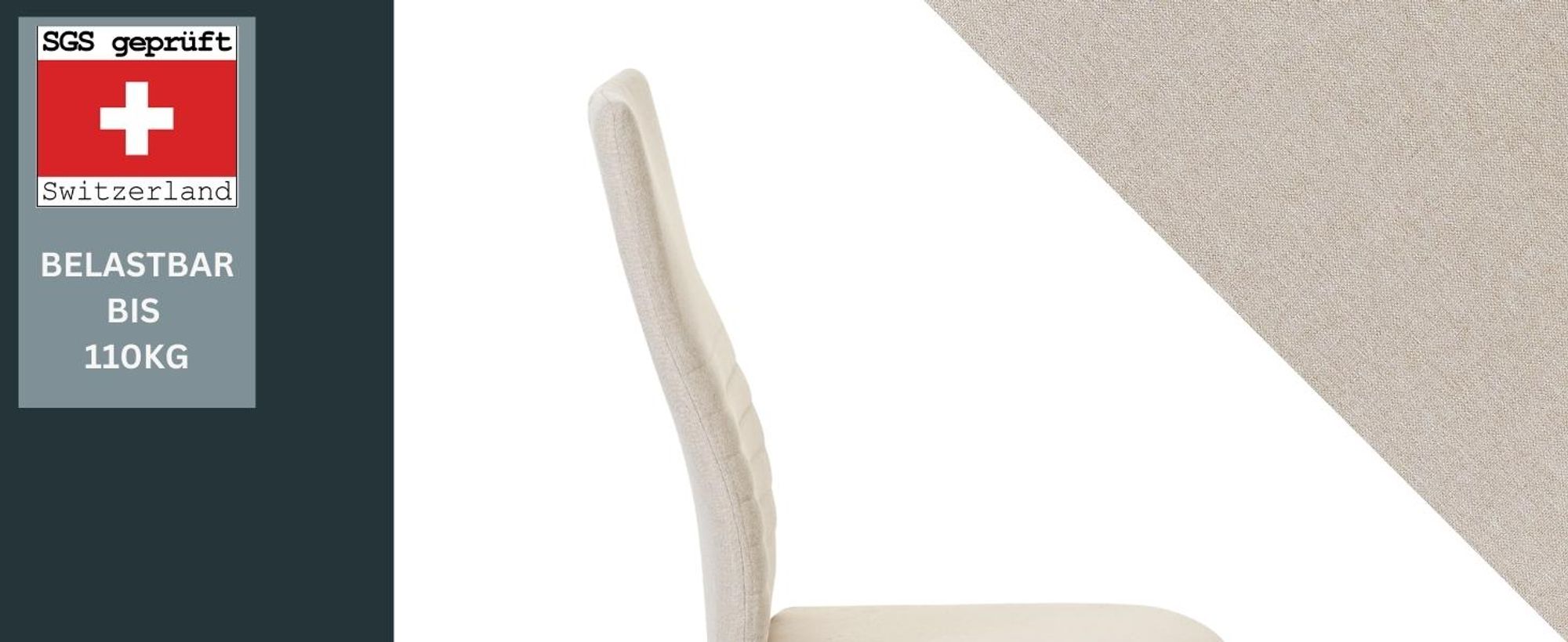 ALBATROS Freischwinger Stuhl TURANO 4er Set, Beige- Esszimmerstuhl Schwingstuhl mit Modernem Design, Stoff-Bezug, Dicke Polsterung - Küchenstuhl, Polster-Stuhl Esszimmer, Esstisch Stuhl