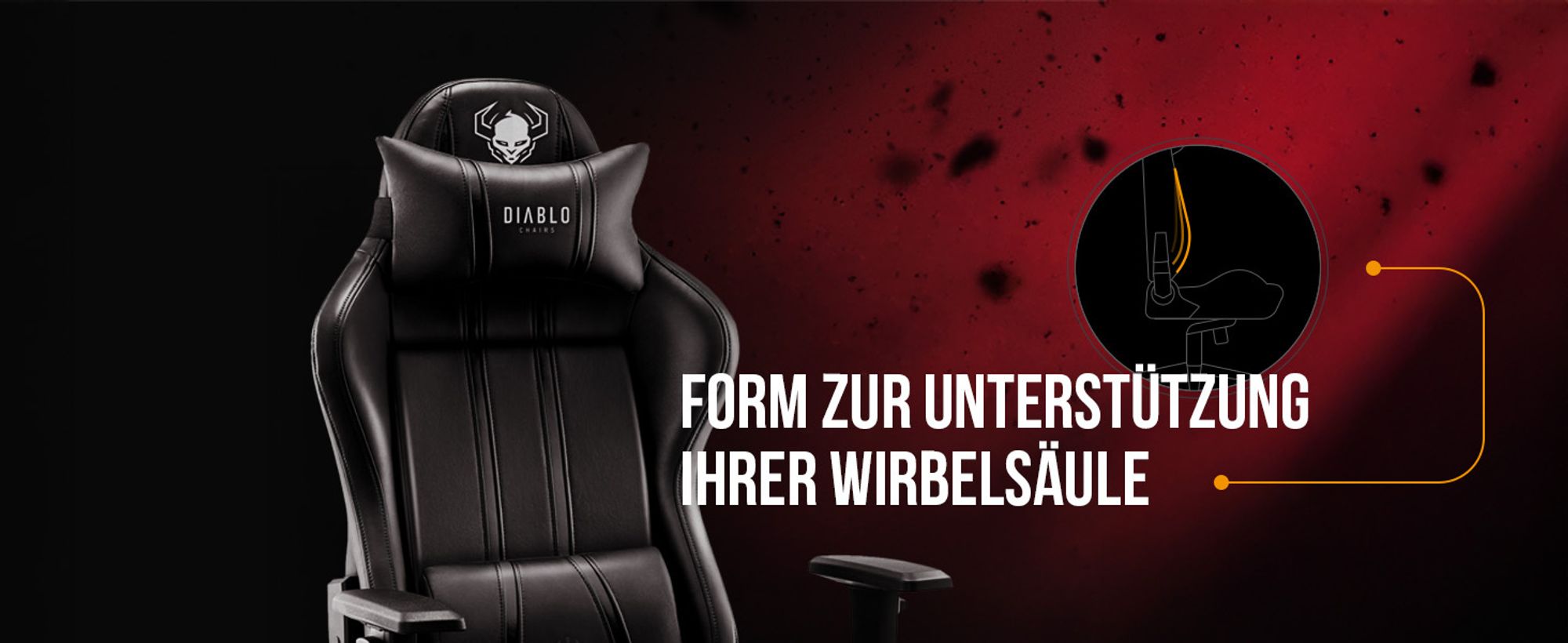 Diablo X-One 2.0 Gaming Stuhl Bürostuhl Schreibtischstuhl Verstellbare Armlehnen Ergonomisch Nacken/-Lendenkissen Farbe: Schwarz, Größe Normal