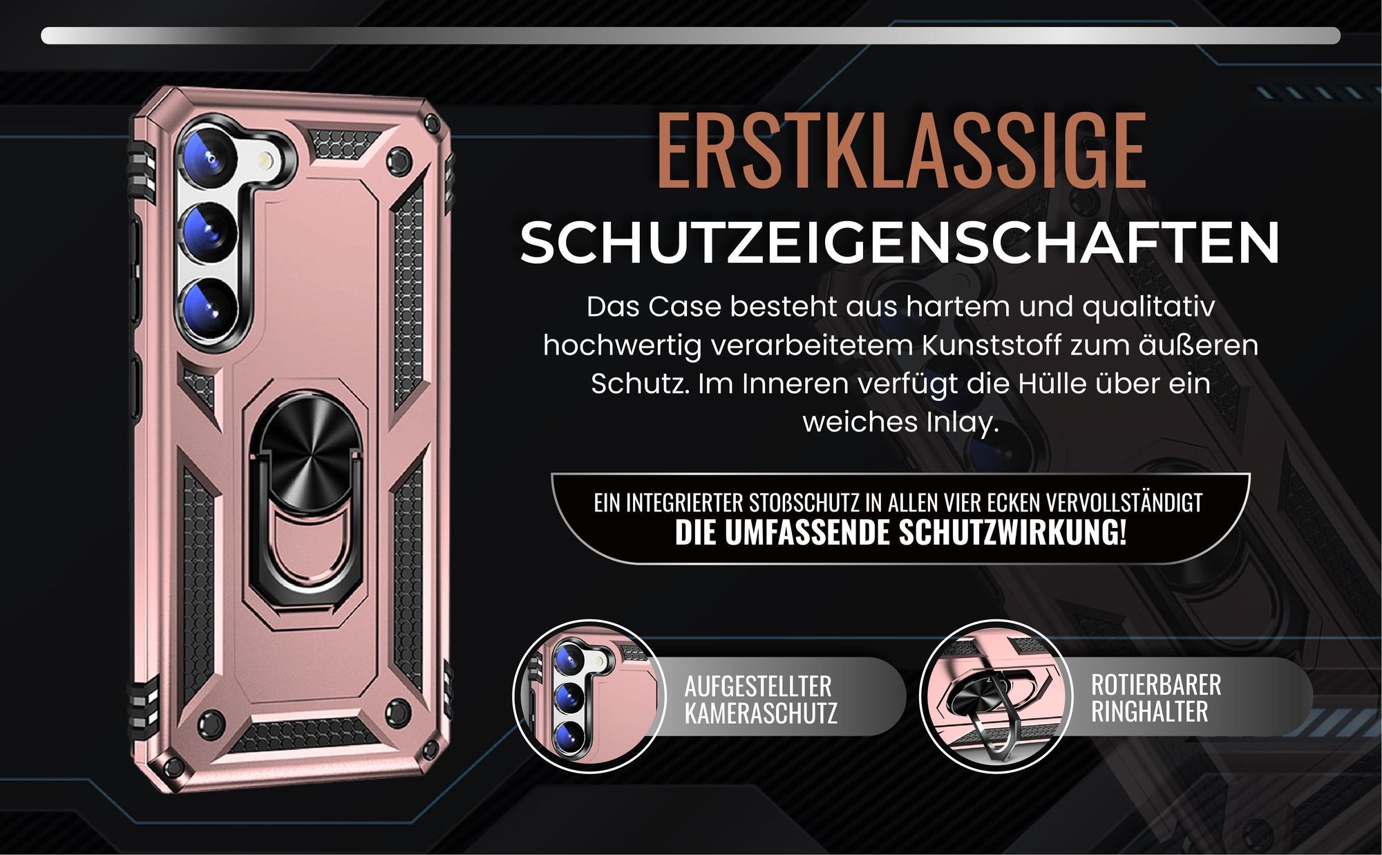 Handycase in Rosegold für Samsung Galaxy S23 mit Kameraschutz