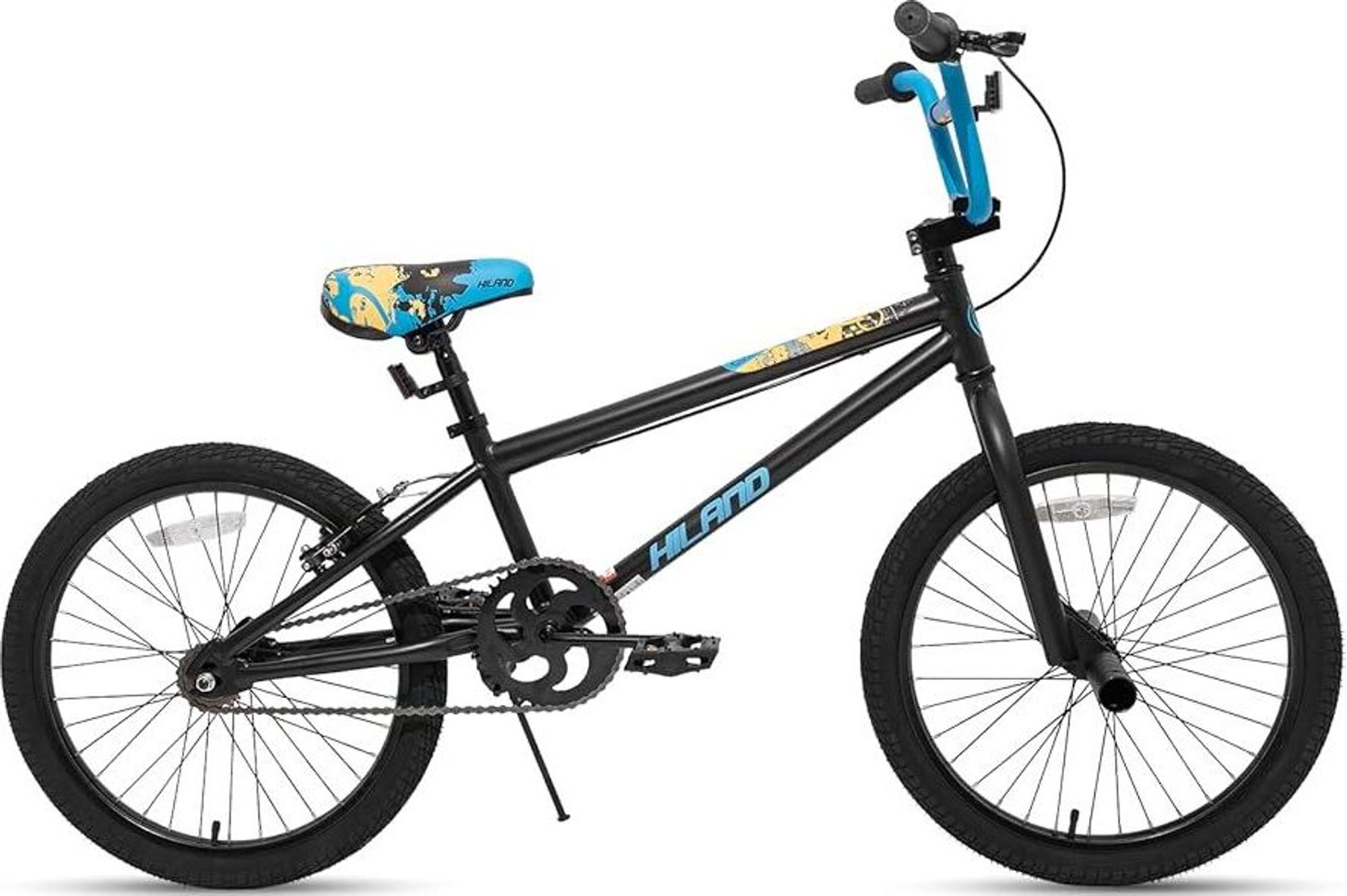 HILAND Freestyle 24 Zoll BMX, Kinderfahrrad mit 2 Stahl Pegs, Freilauf, Jugendliche für Jungen und Mädchen ab 7 8 9 10 Jahre, Bunt