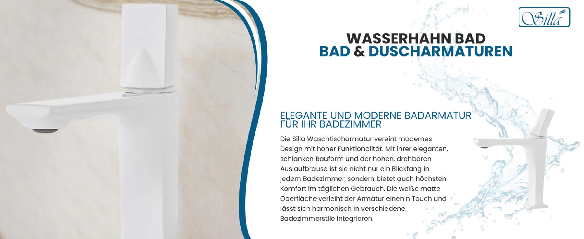 Silla, Weiß, Armatur, Bad, Spültischarmatur, Wasserhahn Bad, Wasserhahn, Messing