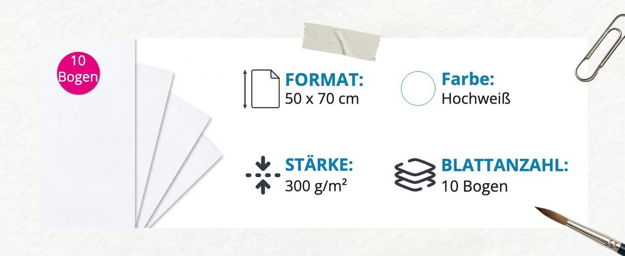 itenga Fotokarton hochweiß - 50x70cm 300g/m² 10 Bogen