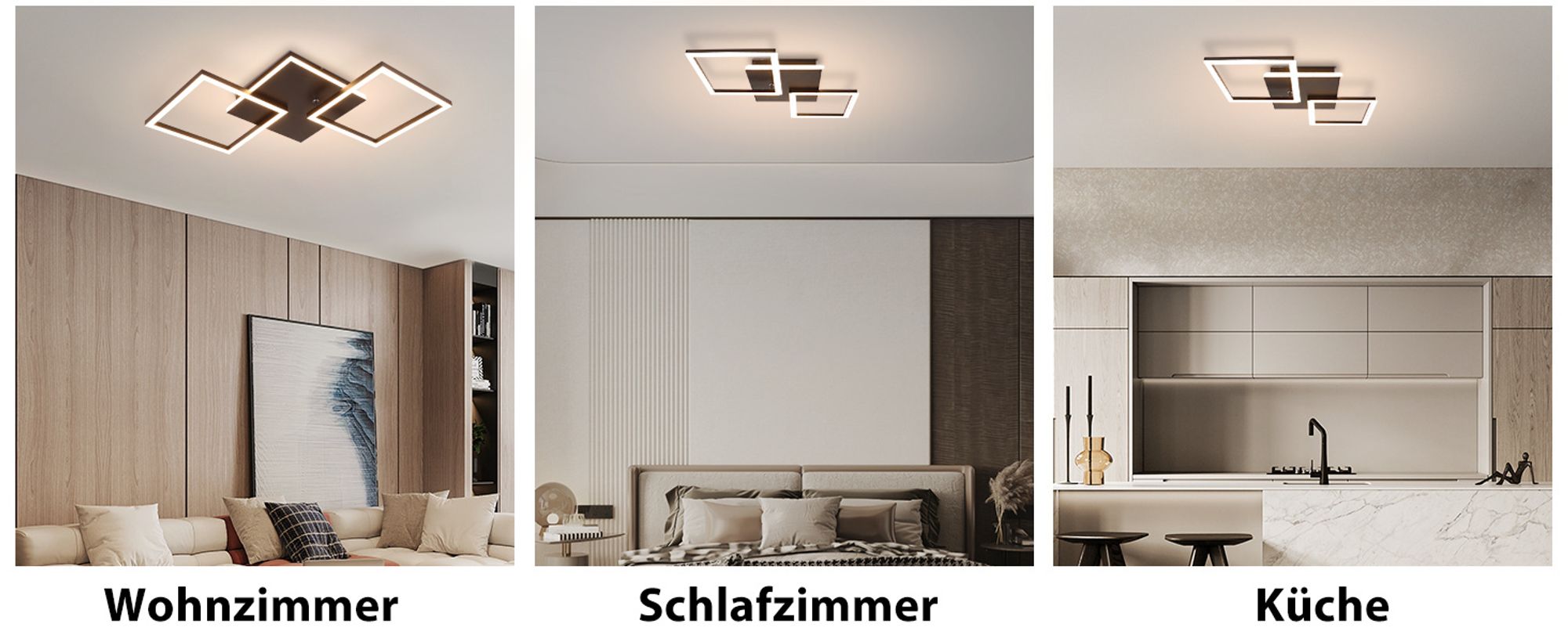 ZMH Deckenlampe LED Deckenleuchte Wohnzimmer 32W Dimmbar Wohnzimmerlampe Modern Design Schwarz Küchenlampe mit Fernbedienung Schlafzimmerlampe Flur Metall Deckenleuchten für Küche Esszimmer