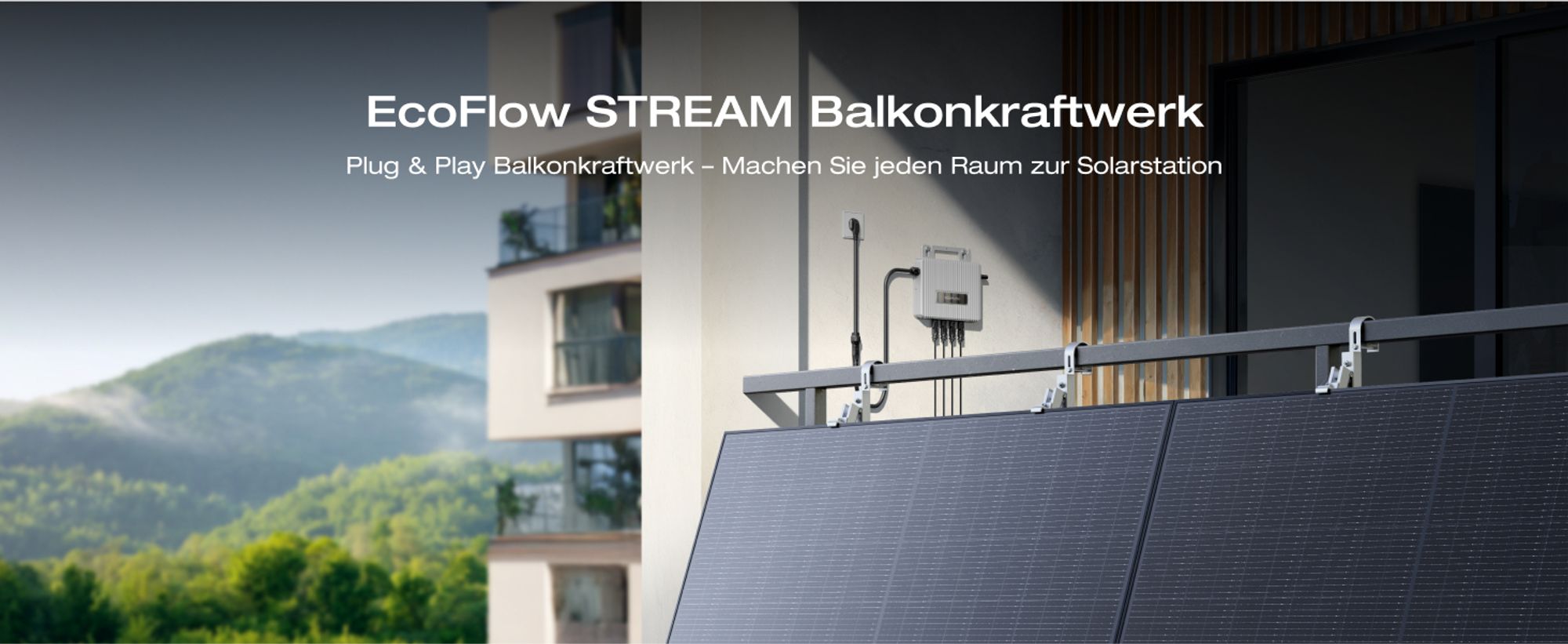 ECOFLOW STREAM Balkonkraftwerk Basic Kit 0% VAT, 800 W Mikro-Wechselrichter, 2 × 400 W PV Solarpanels