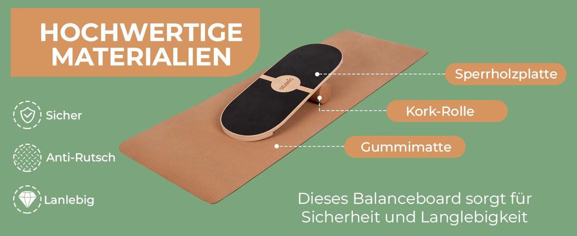 Selonis Balance Board Aus Holz Koordinationstraining Balancebrett Physiotherapie Skateboard Surfbrett Fitness Crossfit Yoga Mit Matte Für Erwachsene Und Kinder