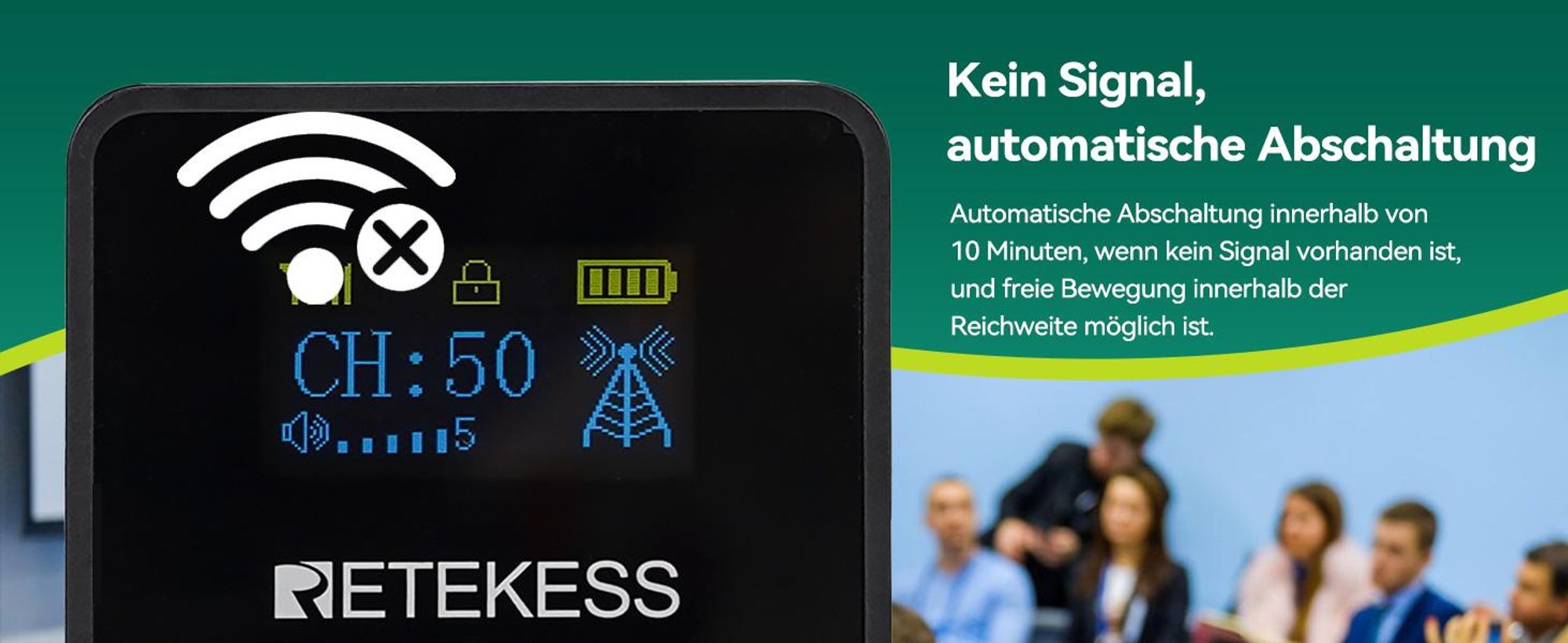 Retekess TT116 Tour Guide System, Tragbares Drahtloses Audiosystem, 200 m, Geräuschreduzierung, Rauschunterdrückung, für Tourismus, Fabrik, Schule