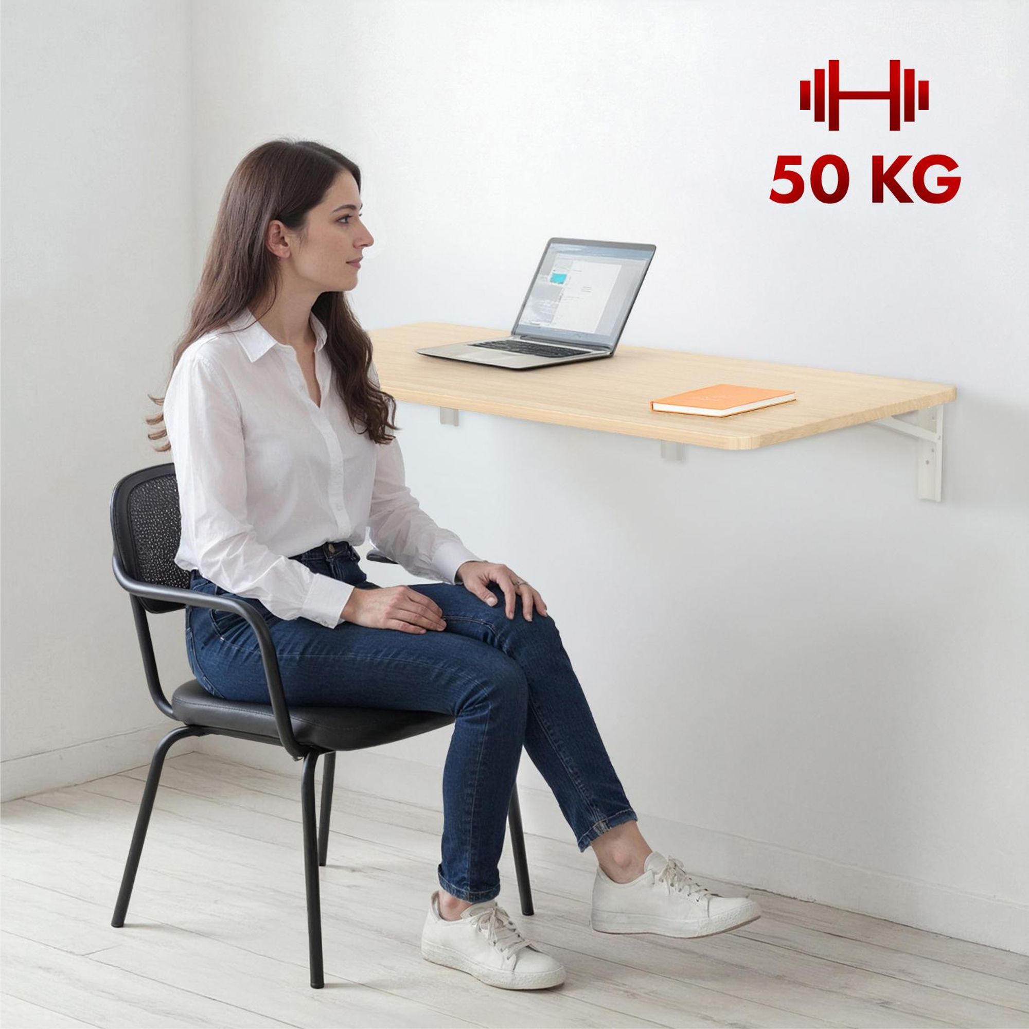 Maclean Klappbares Regal / Tischplatte helle Holzfarbe 100x40cm max. 50 kg MC-128 WD
