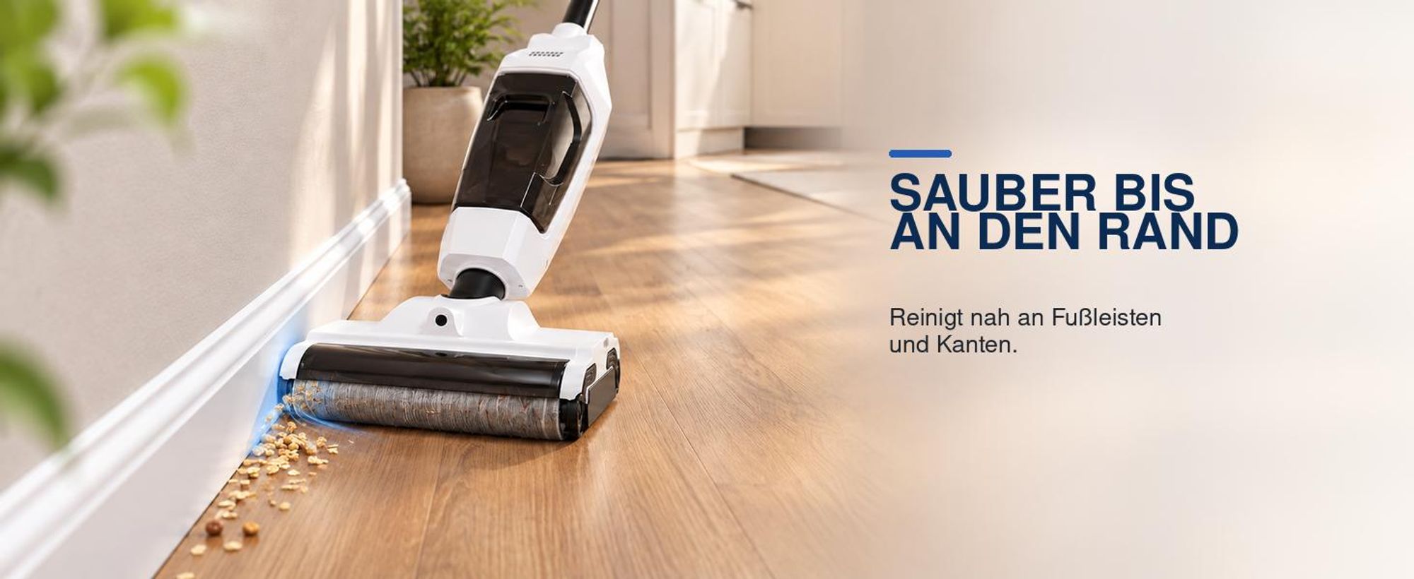 3-in-1 Akku-Wischsauger,Nass- und Trockensauger mit Doppelwalze, bis zu 60 Min. Laufzeit,beidseitige Kantenreinigung,Selbstantrieb und Selbstreinigung