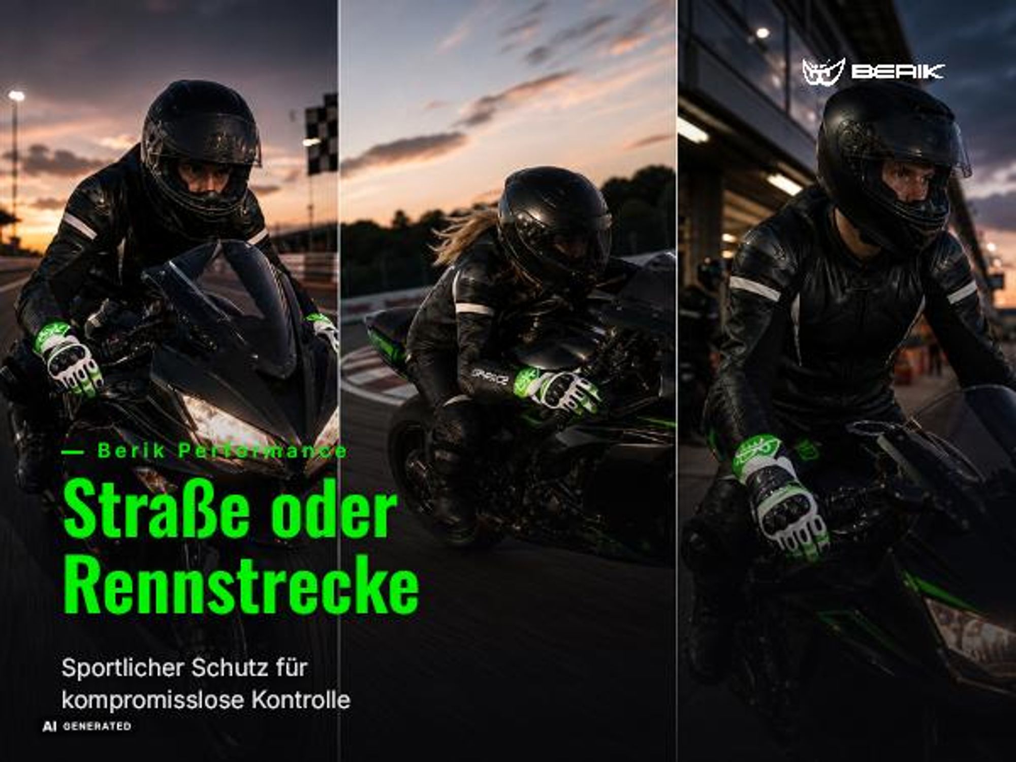 Berik Zoldar Motorradhandschuhe, schwarz/weiß, S