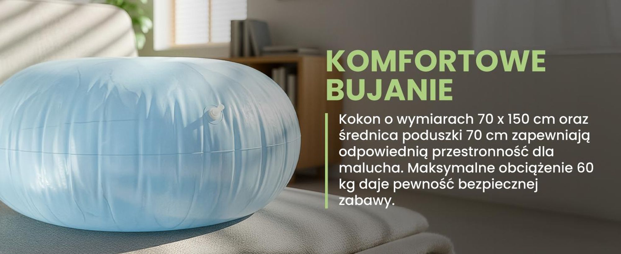 Kokon bujawka dla dzieci z poduszką z bawełny w kolorze szarym