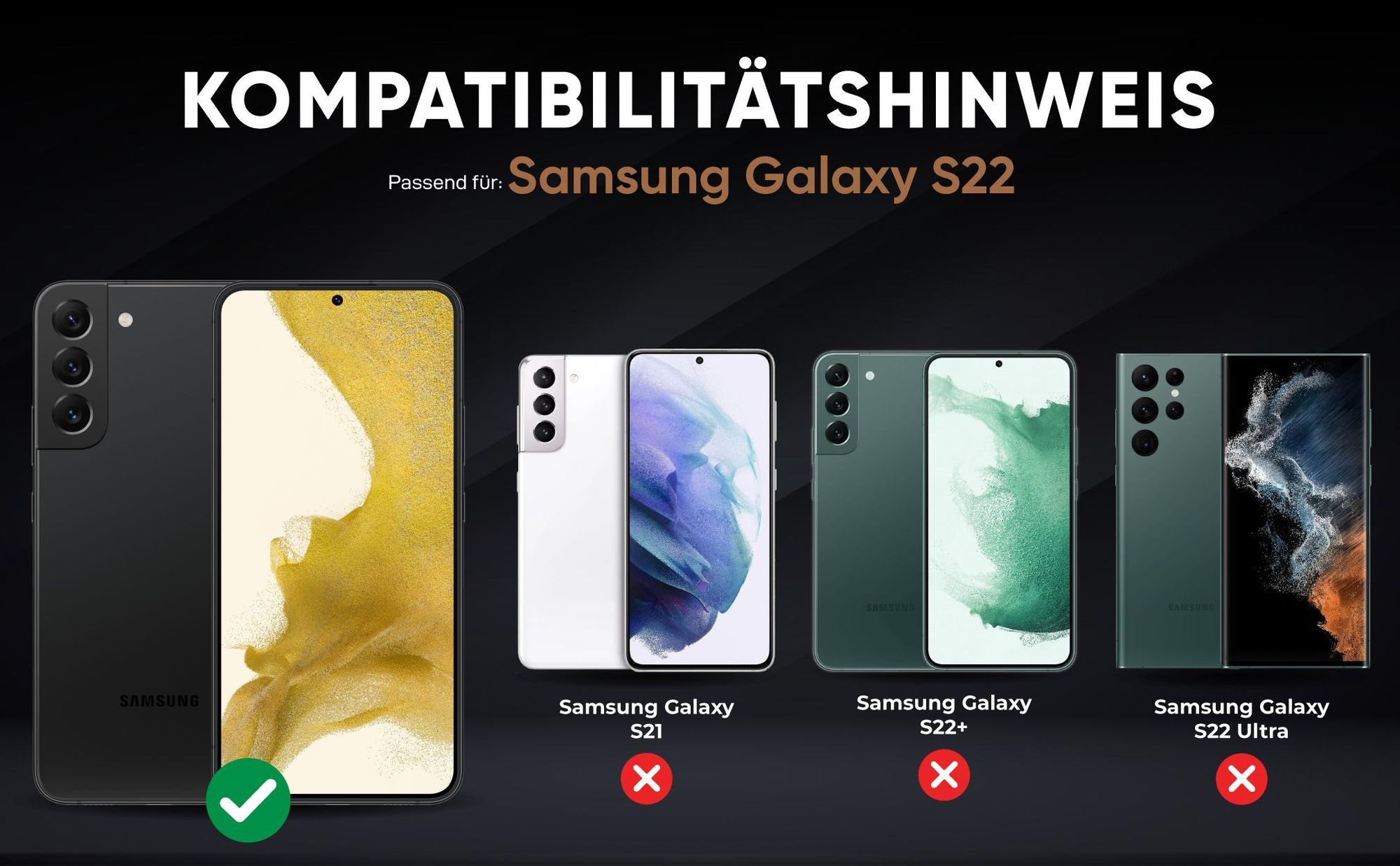Kompatibilitätshinweise Hülle für Samsung Galaxy S22
