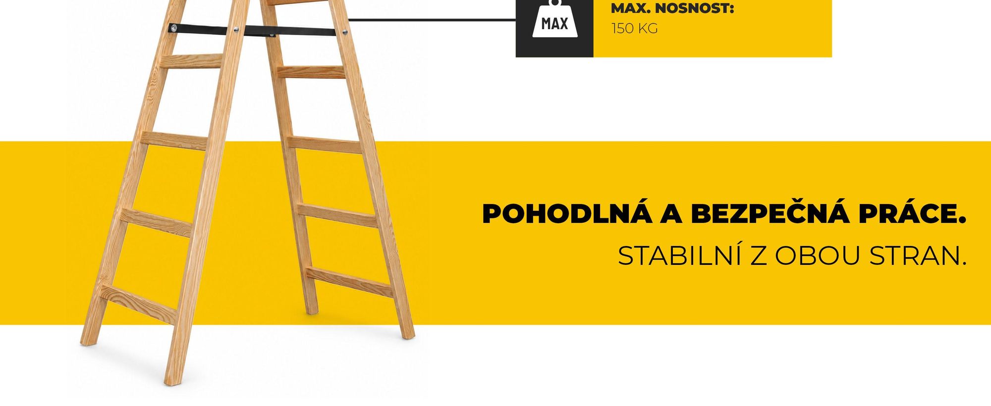 DRABEST | Rebrík - Séria PRO - Maliarski rebrík - Drevený rebrík - 2 x 7 schodov - Obojstranný skladací rebrík - Rebrík do domácnosti - do 150 kg