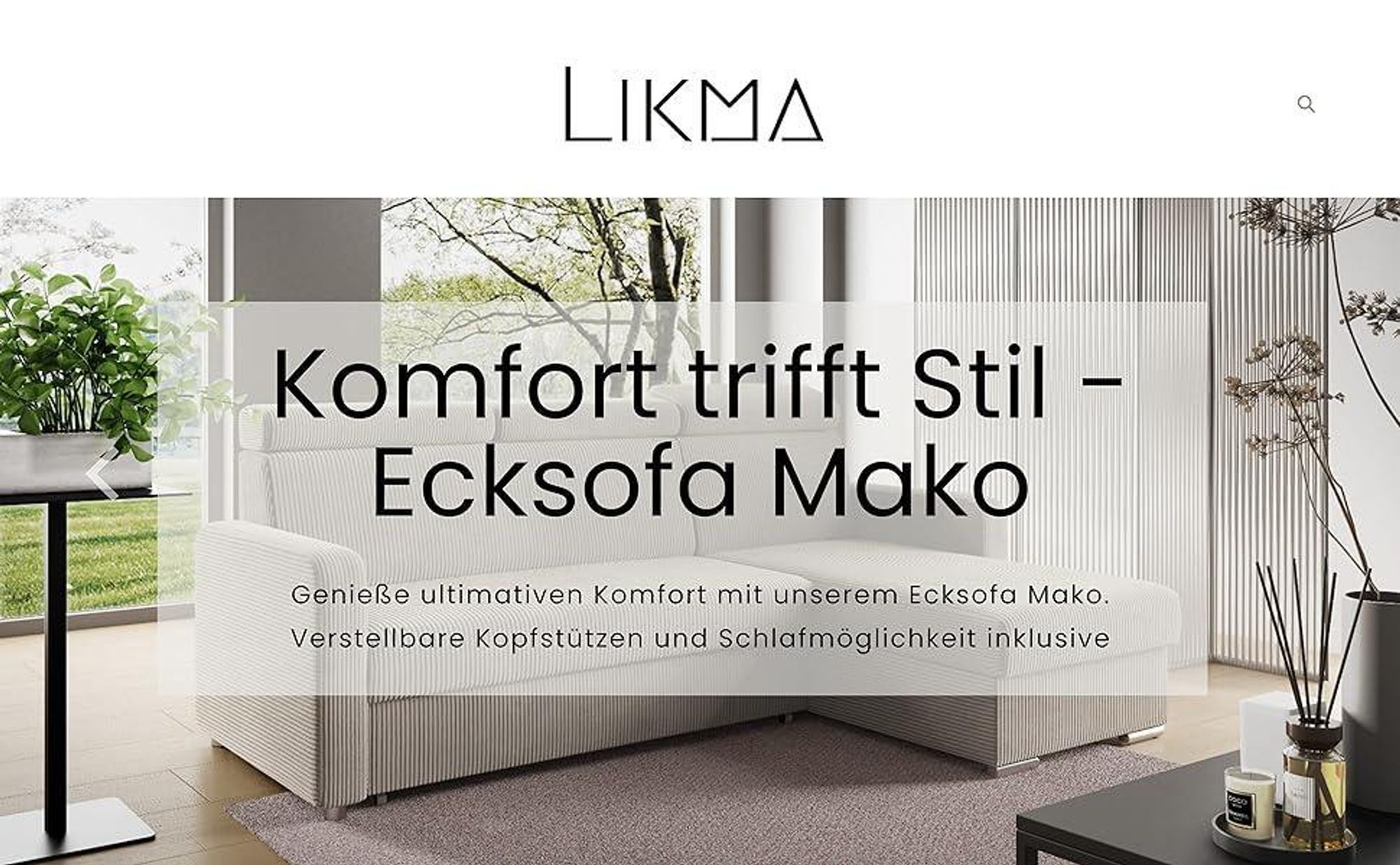 LIKMA Marineblau Ecksofa Mako 213x165 cm mit Schlaffunktion (190x125 cm) Eckcouch mit Bettkasten und Verstellbare Kopfstützen Wohnlandschaft