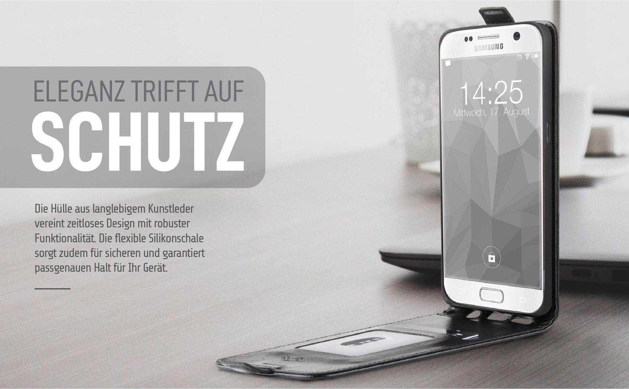 Handytasche in Schwarz für Samsung Galaxy S7 im eleganten Design