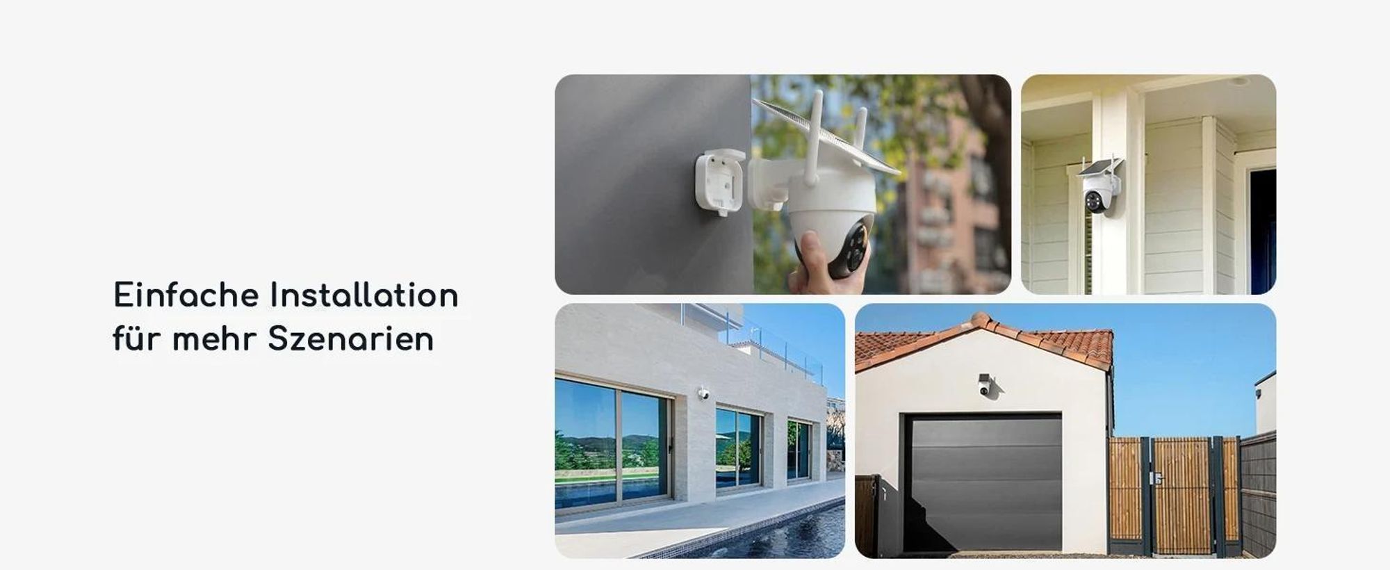 Überwachungskamera Aussen Akku Solar-2K Outdoor WLAN Kamera Überwachung Aussen Kabellose Installationsfreie Solarpanel KI-Erkennung 360°PTZ mit 32&64G