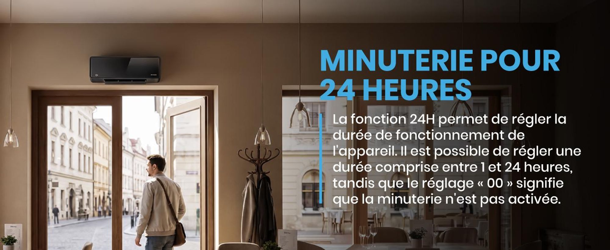 Ventilateur de chauffage mural MalTec, rideau d'air avec télécommande, radiateur, économe en énergie, minuterie, 2000 W, noir