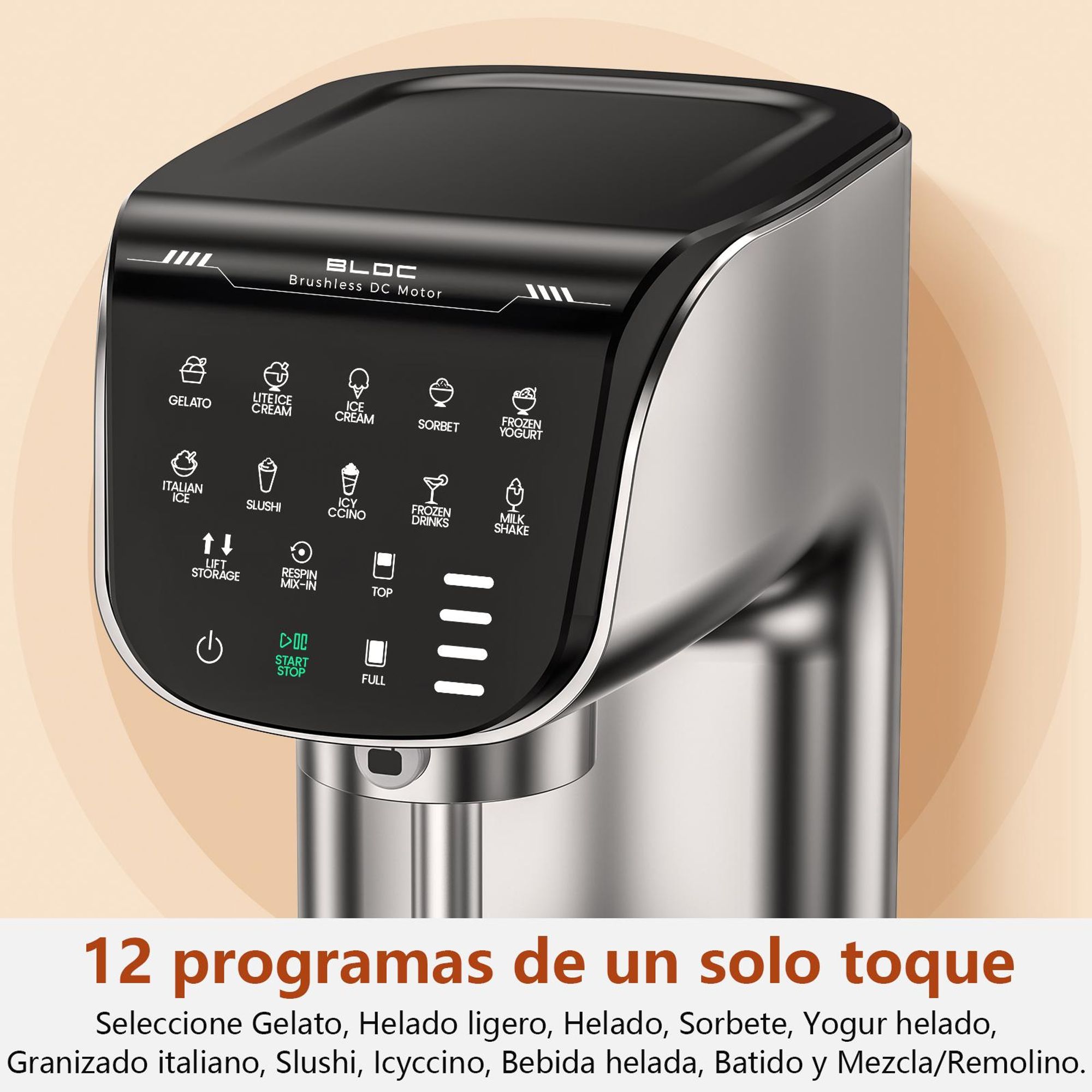 IcyTreat IC-1010 EU Sorbetière 12 en 1 - e CE Puissance 500 W Capacité 568 ml Inclus 3 récipients à glace en Tritan - Argent