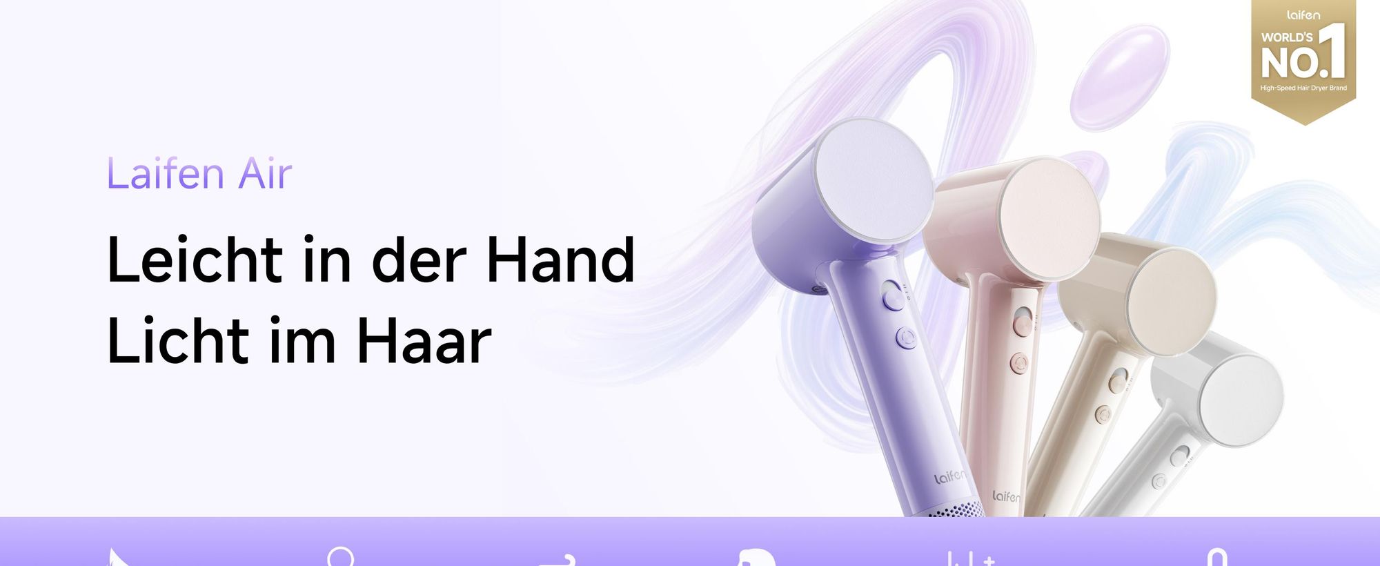 Laifen Air High-Speed Haartrockner 110.000 U/min Föhn mit intelligenter Temperaturkontrolle, Anti-Frizz Ionen, 280 g leicht