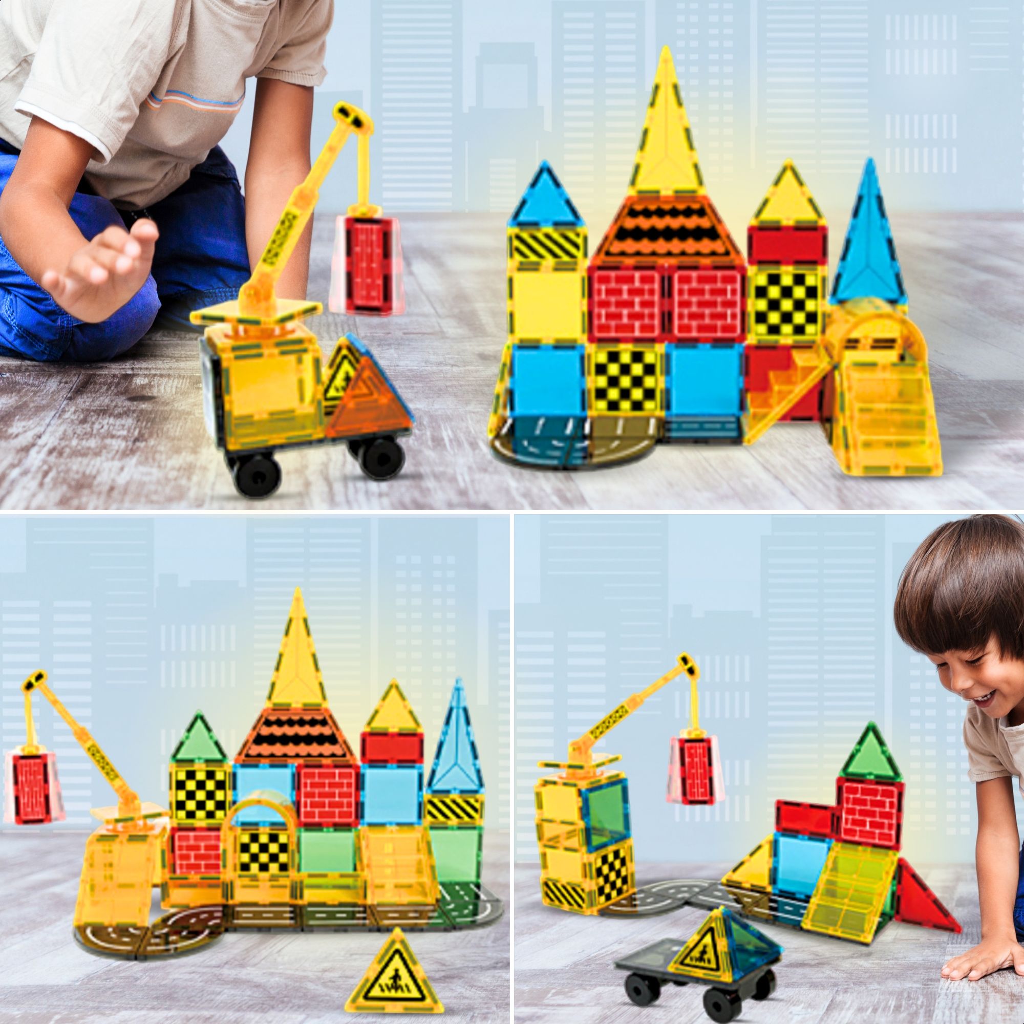 Fits4Kids Magnetic tiles Magnetische Bausteine Construction Master in aktion