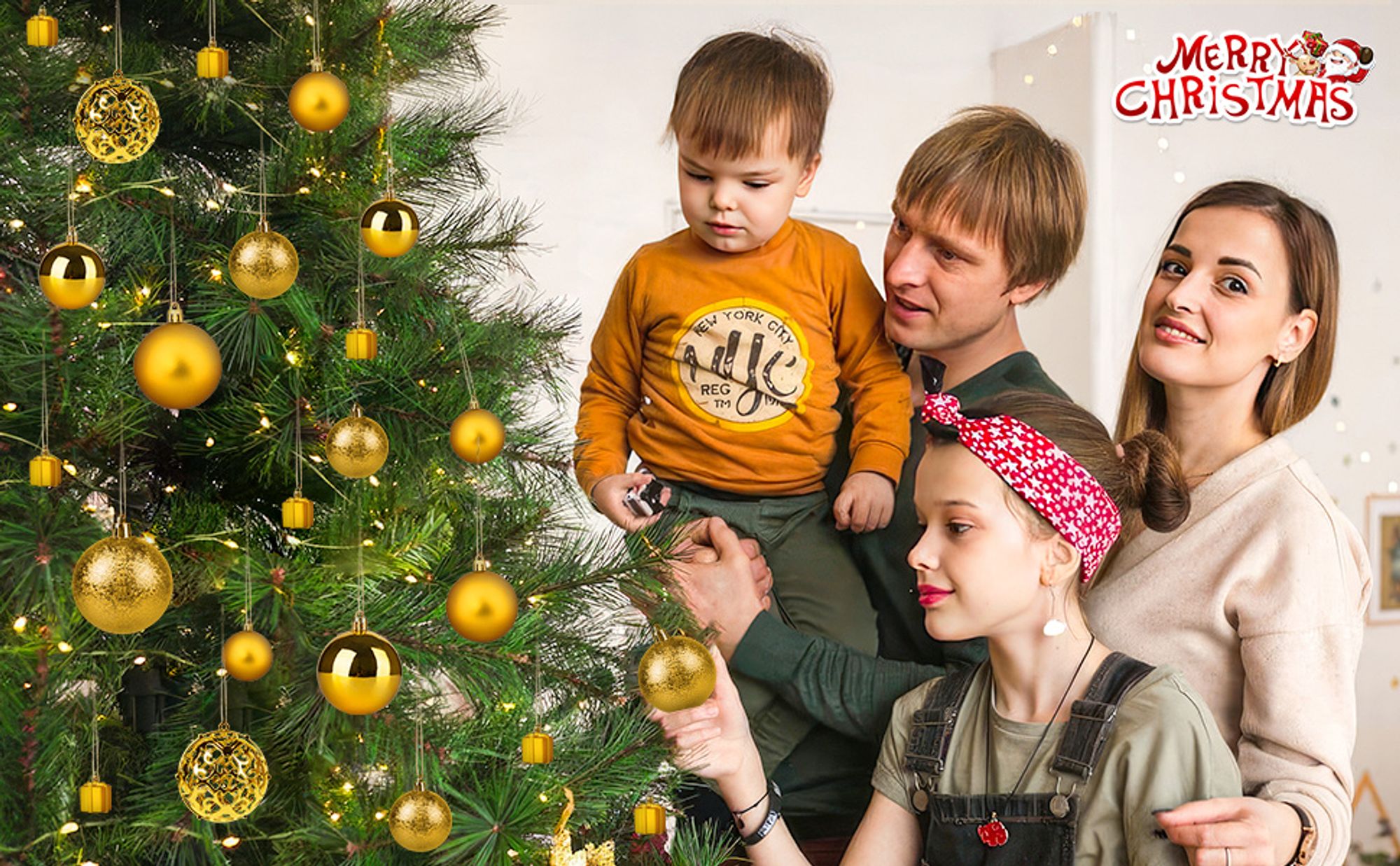 105-teiliges Christbaumkugeln Set Gold, Ø 3/4/6 cm Weihnachtskugeln aus Kunststoff,Weihnachtsbaum Deko Anhänger,Tannenbaumkugeln für Christbaumschmuck