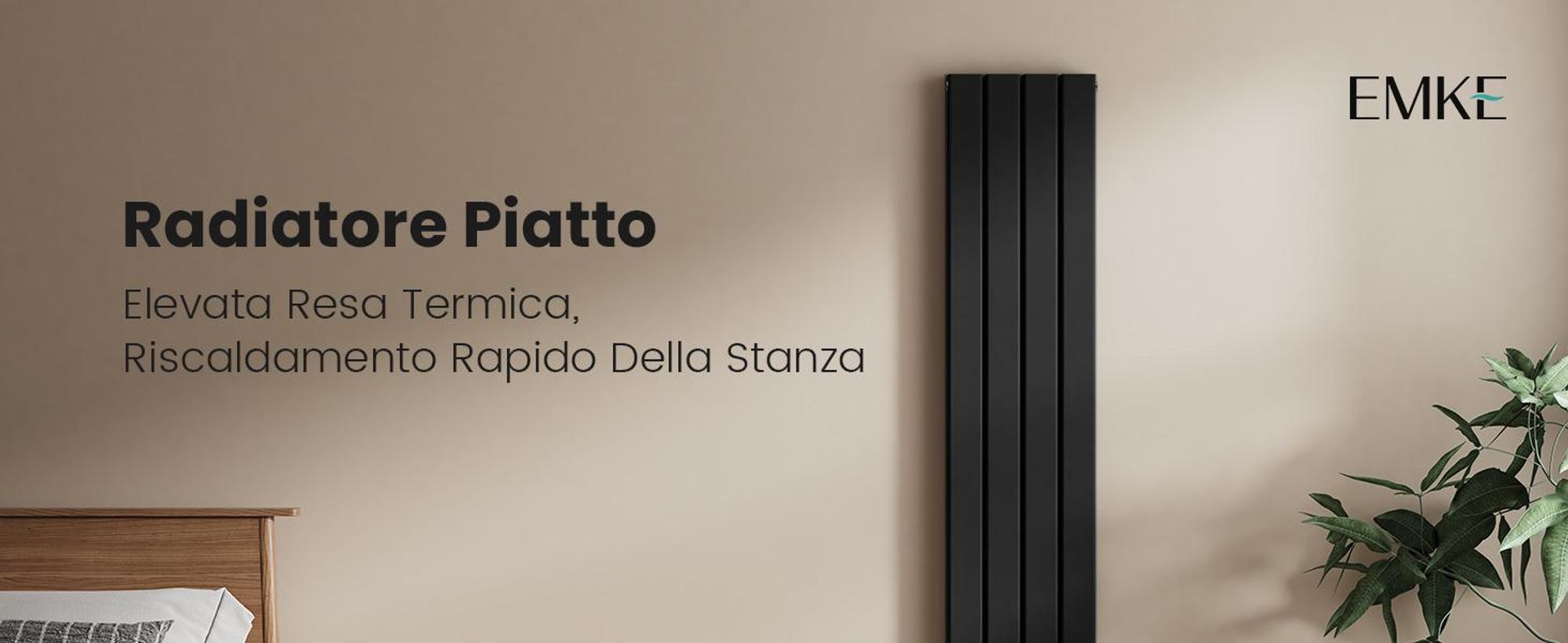 Radiatore EMKE Radiatore piatto Radiatore a pannello di design Nero Doppio strato verticale 1600x 300 mm 966W senza elemento riscaldante