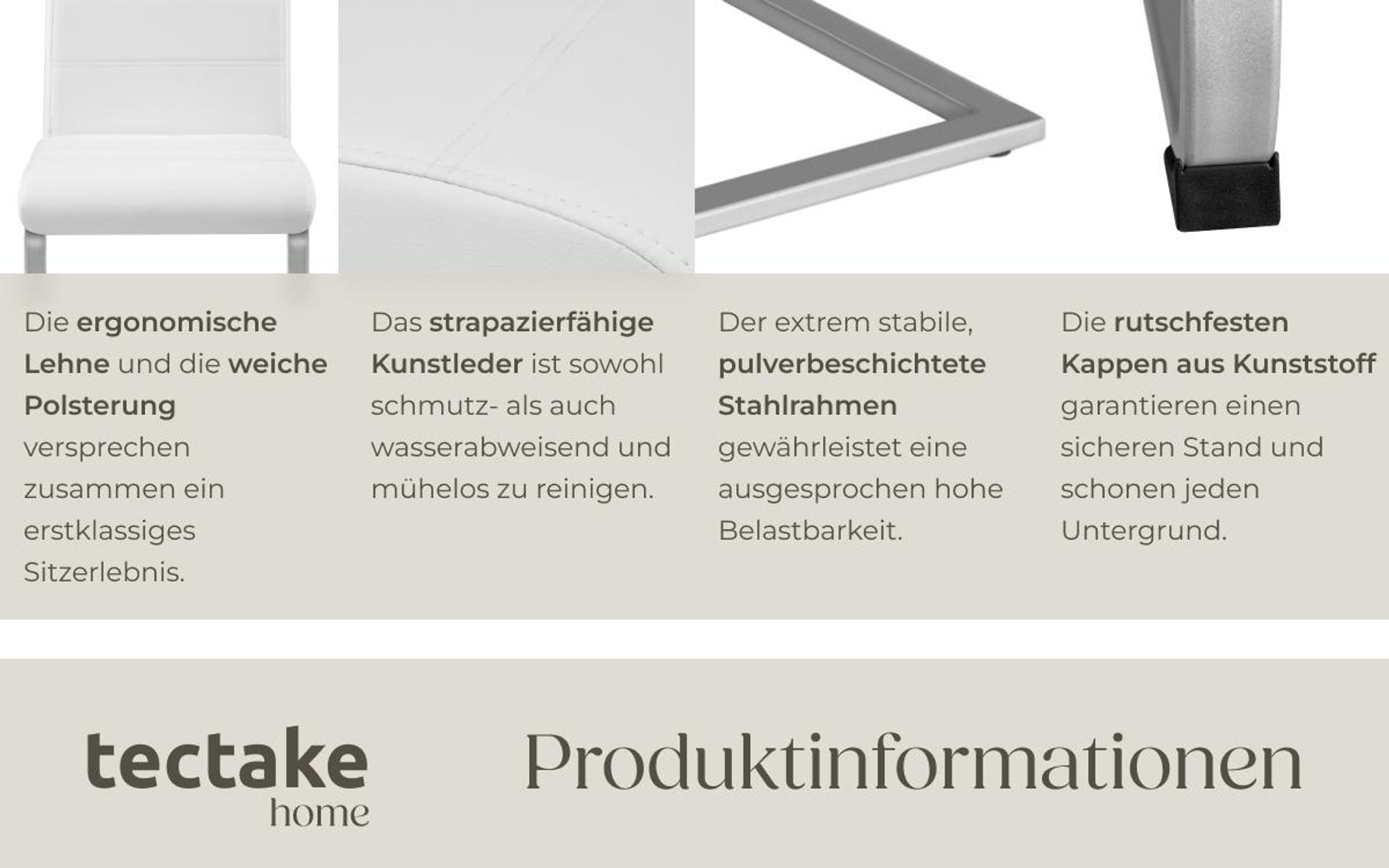 tectake® Set Schwingstuhl Bettina gepolstert mit Kunstlederbezug 41 x 52 x 99 cm